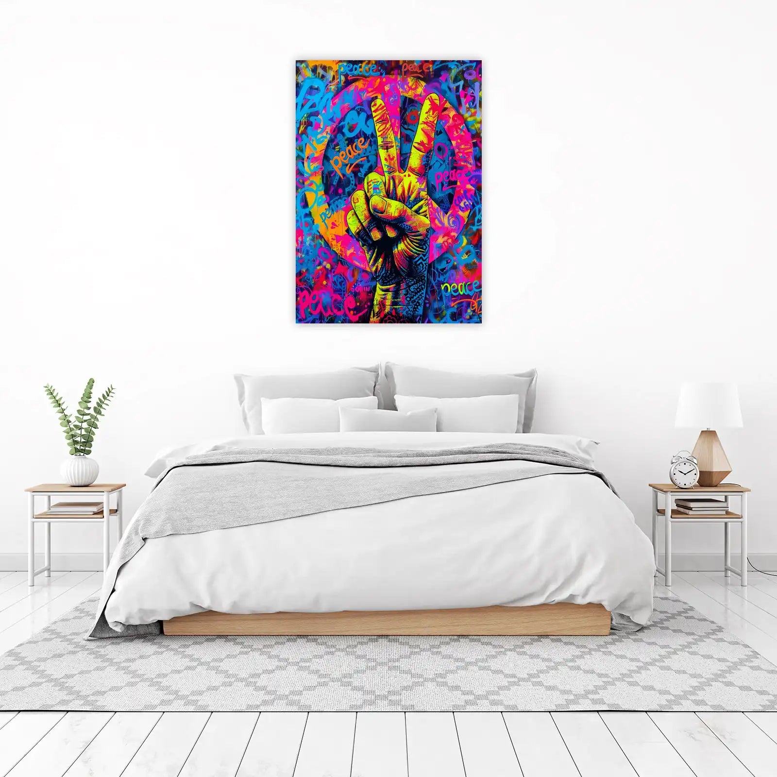 Vibrant Peace Sign Graffiti Wall Art
