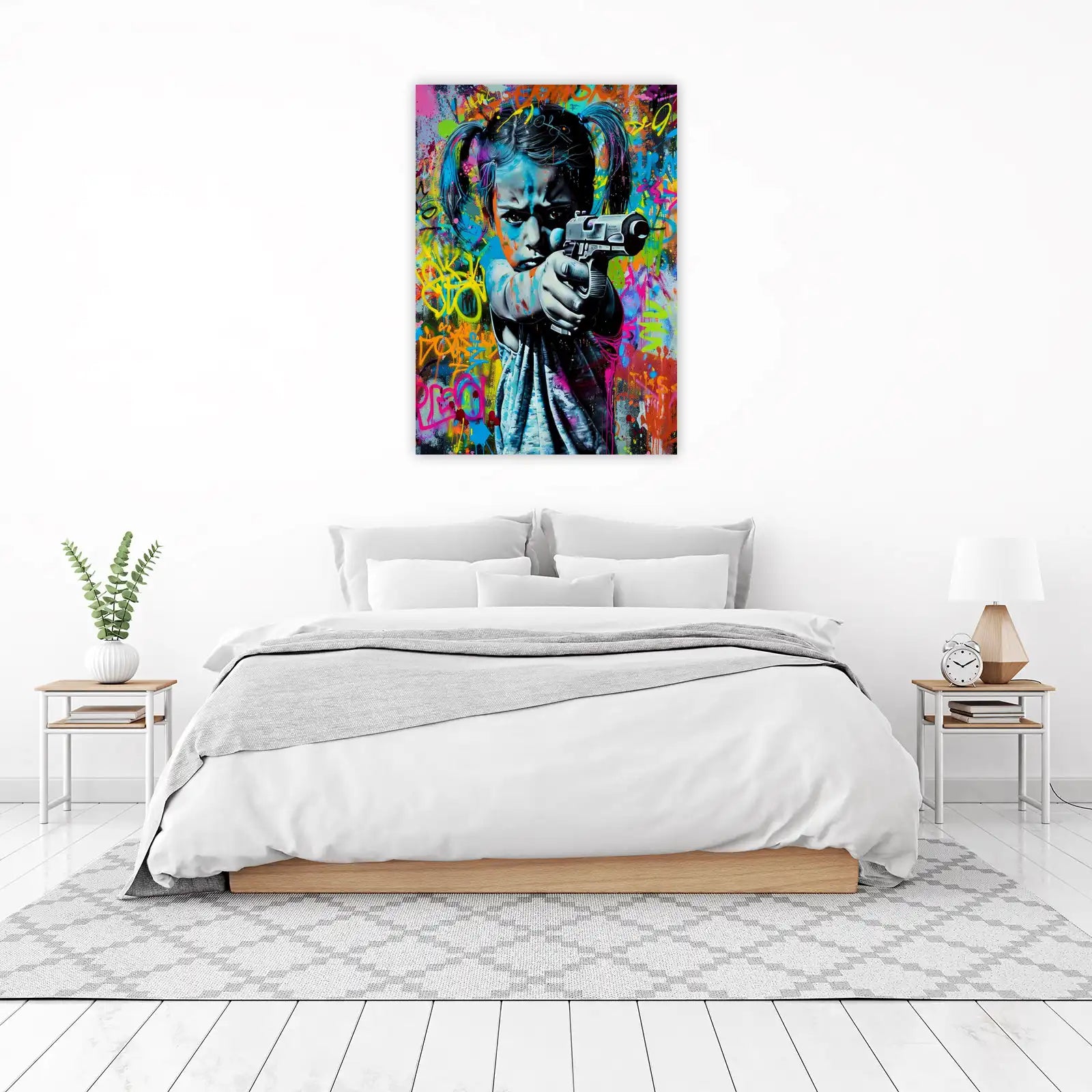 Urban Warrior Girl Graffiti Wall Art