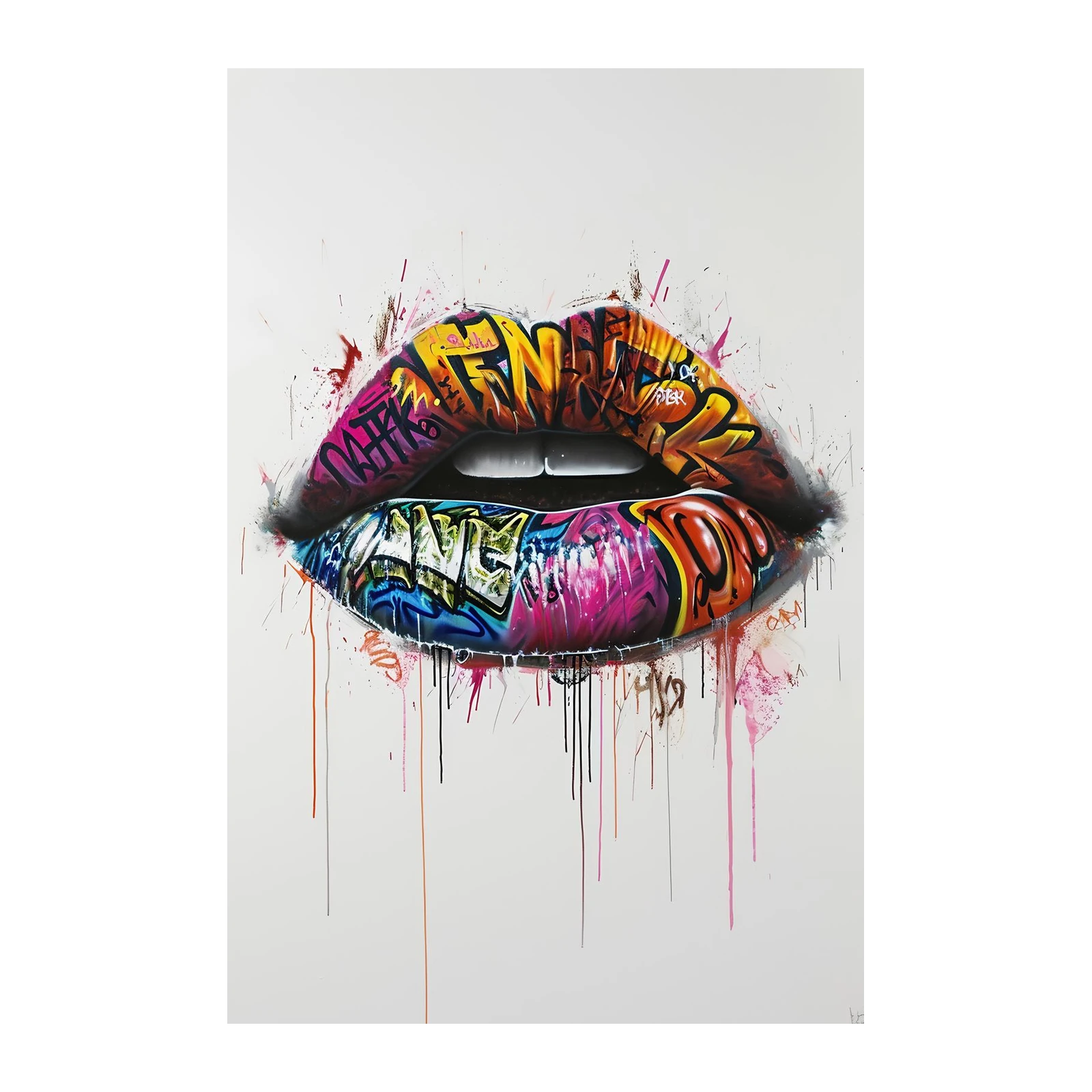 Vibrant Graffiti Lips Wall Art | Modern Art