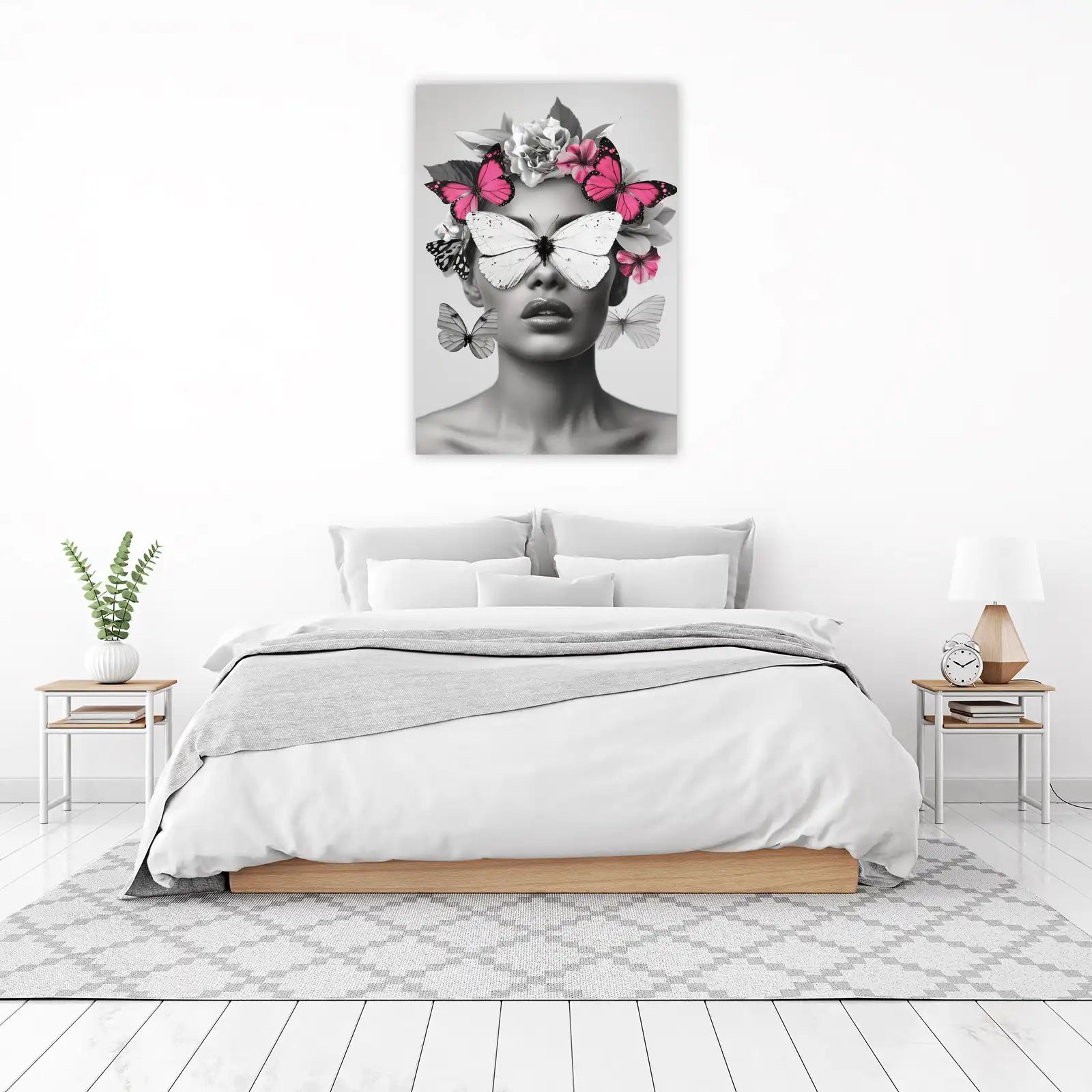 Elegant Butterfly Face Floral Wall Art Wall Art