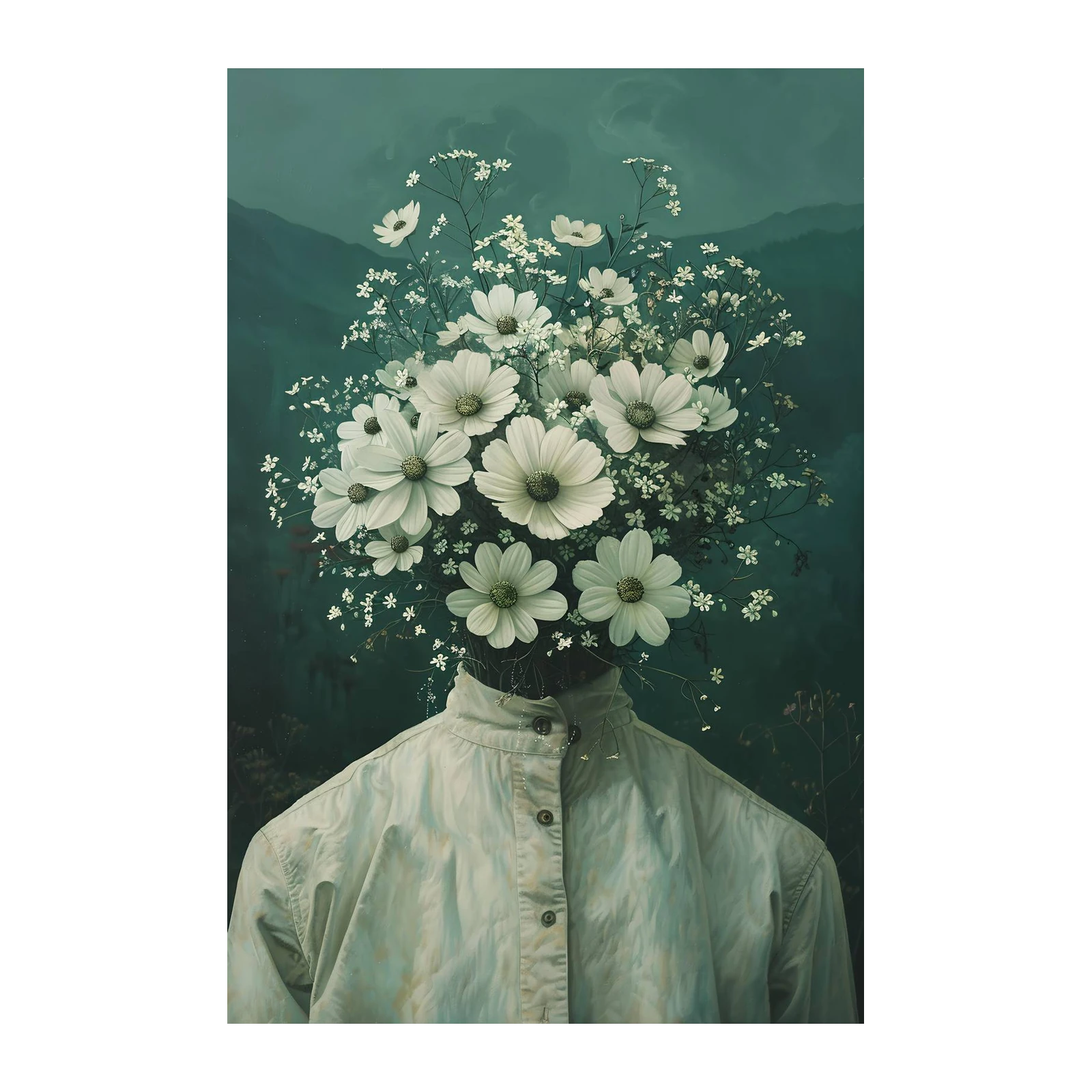 Enchanted Floral Head Woman Wall Art