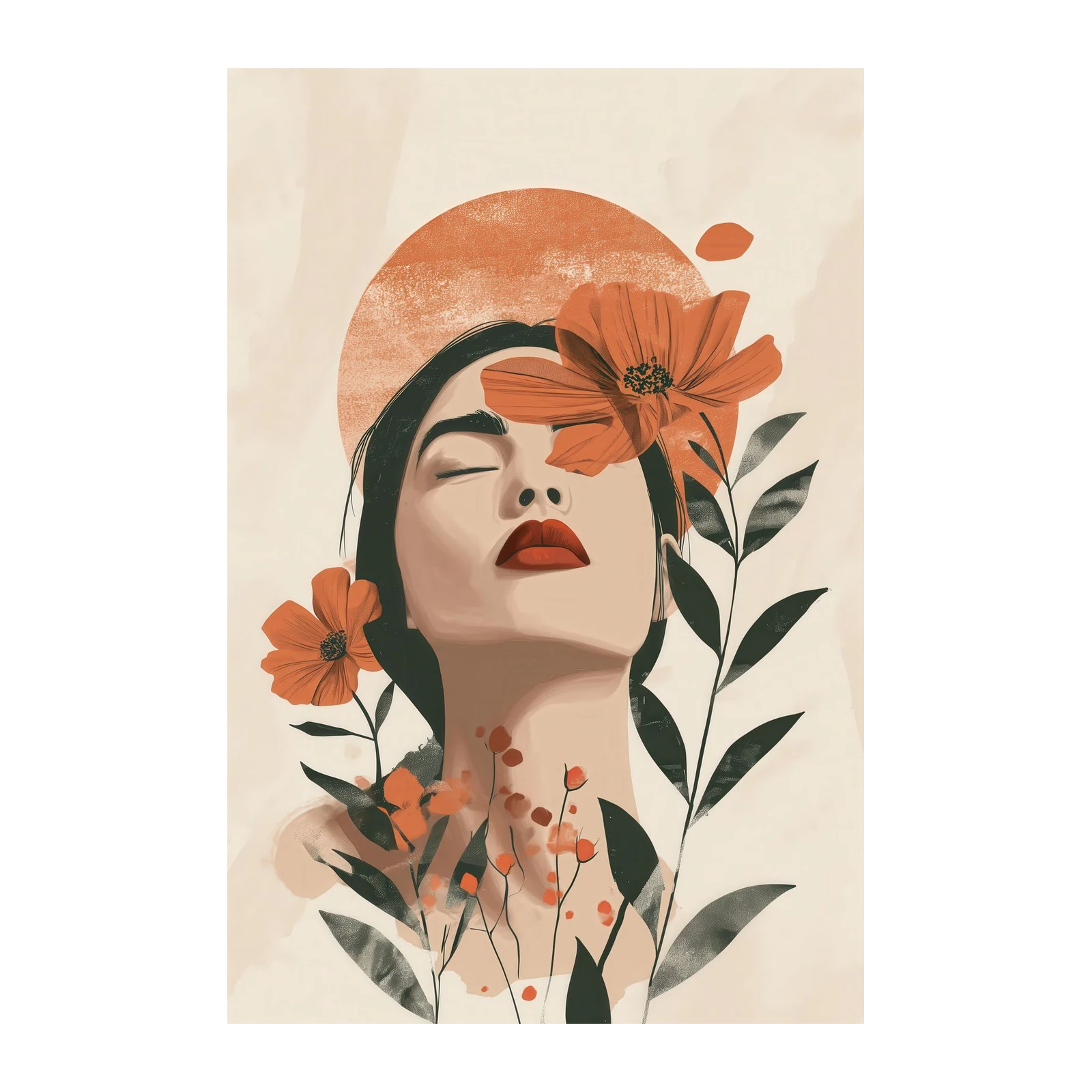 Bohemian Floral Face Minimalist Wall Art