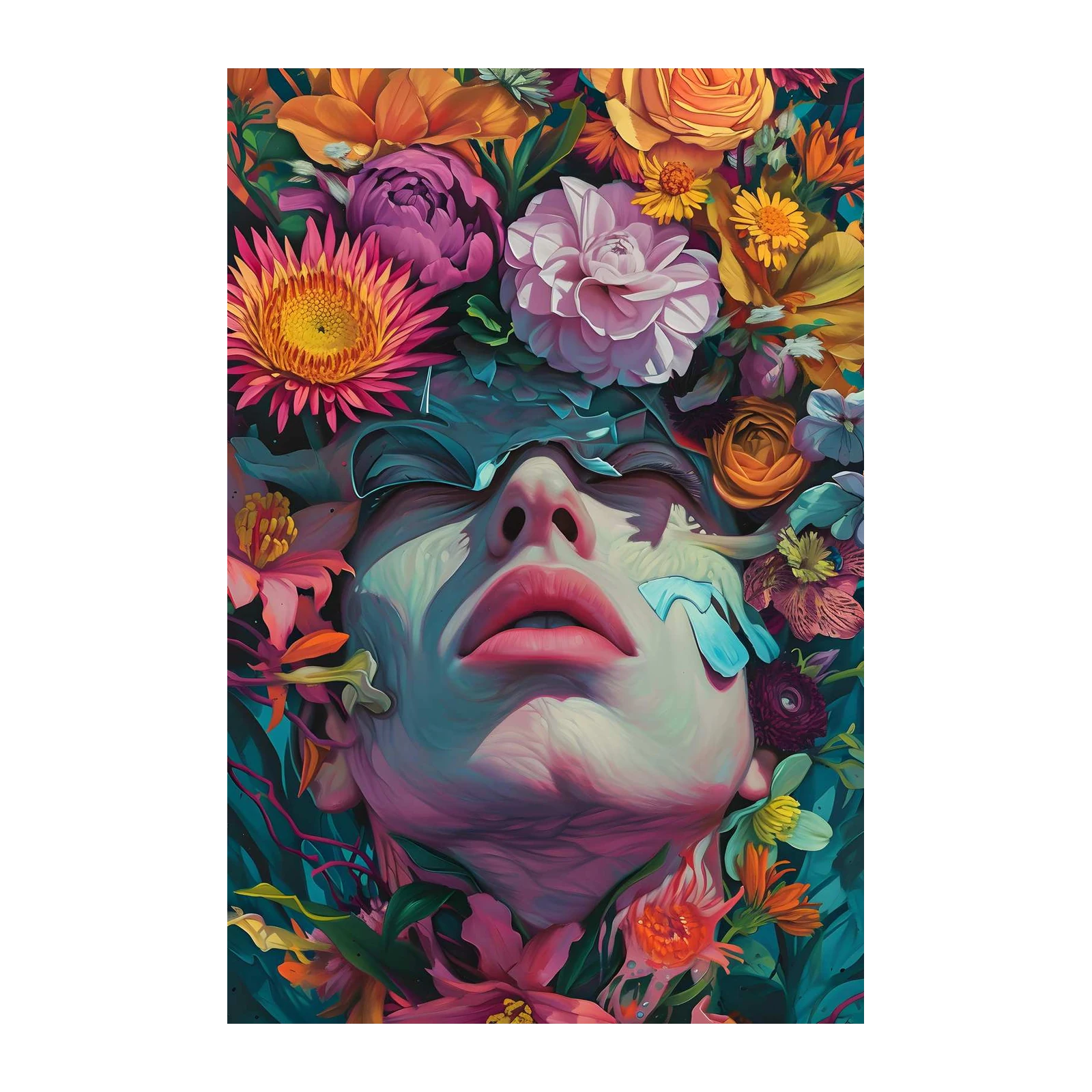 Vibrant Floral Dream Portrait Wall Art