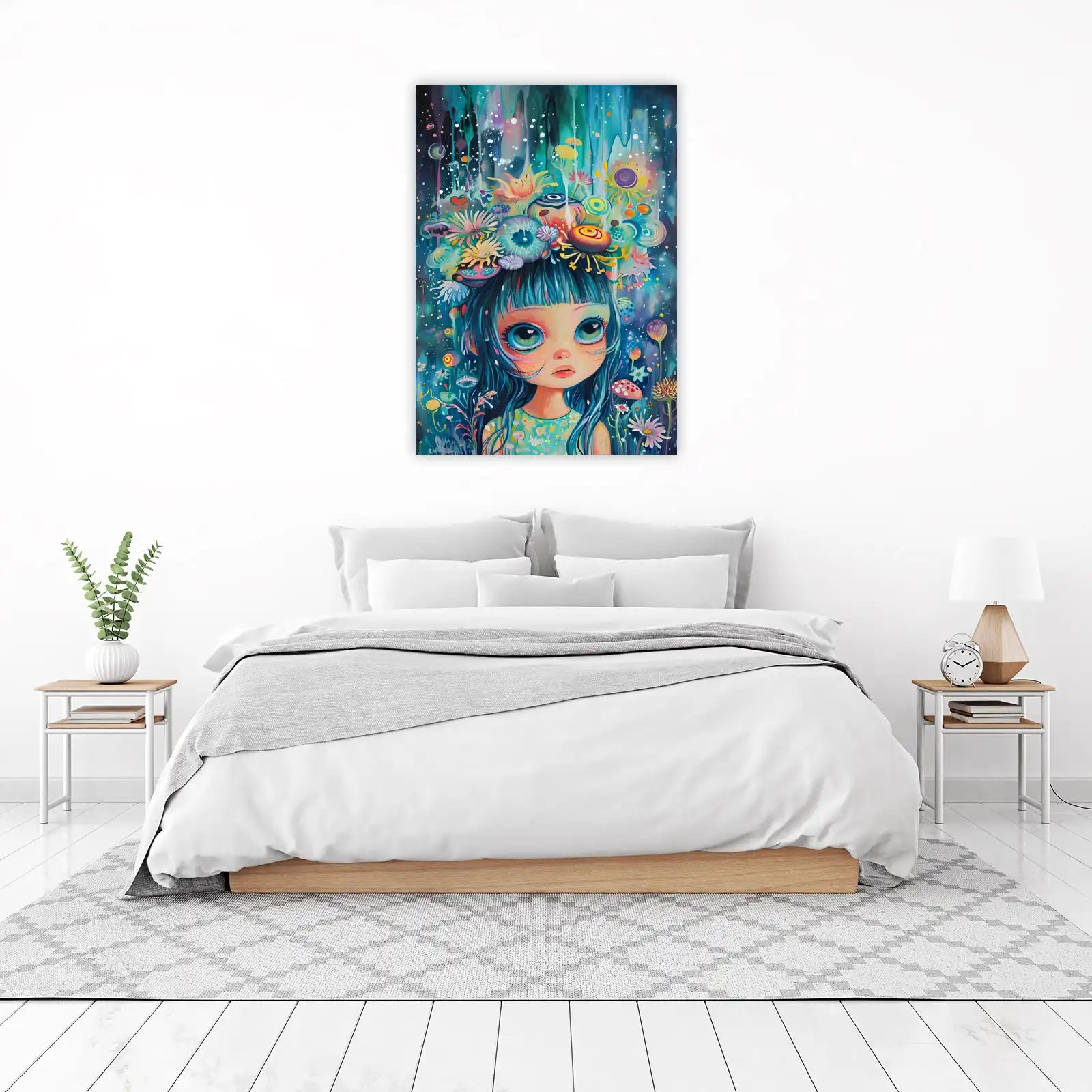 Enchanting Eyes Surreal Girl & Fantasy Flora Wall Art