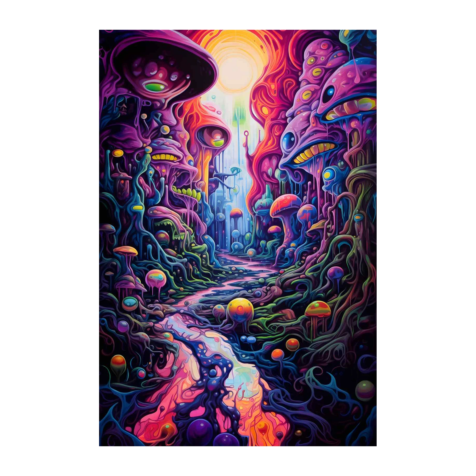 Surreal Psychedelic Mushroom Forest Wall Art