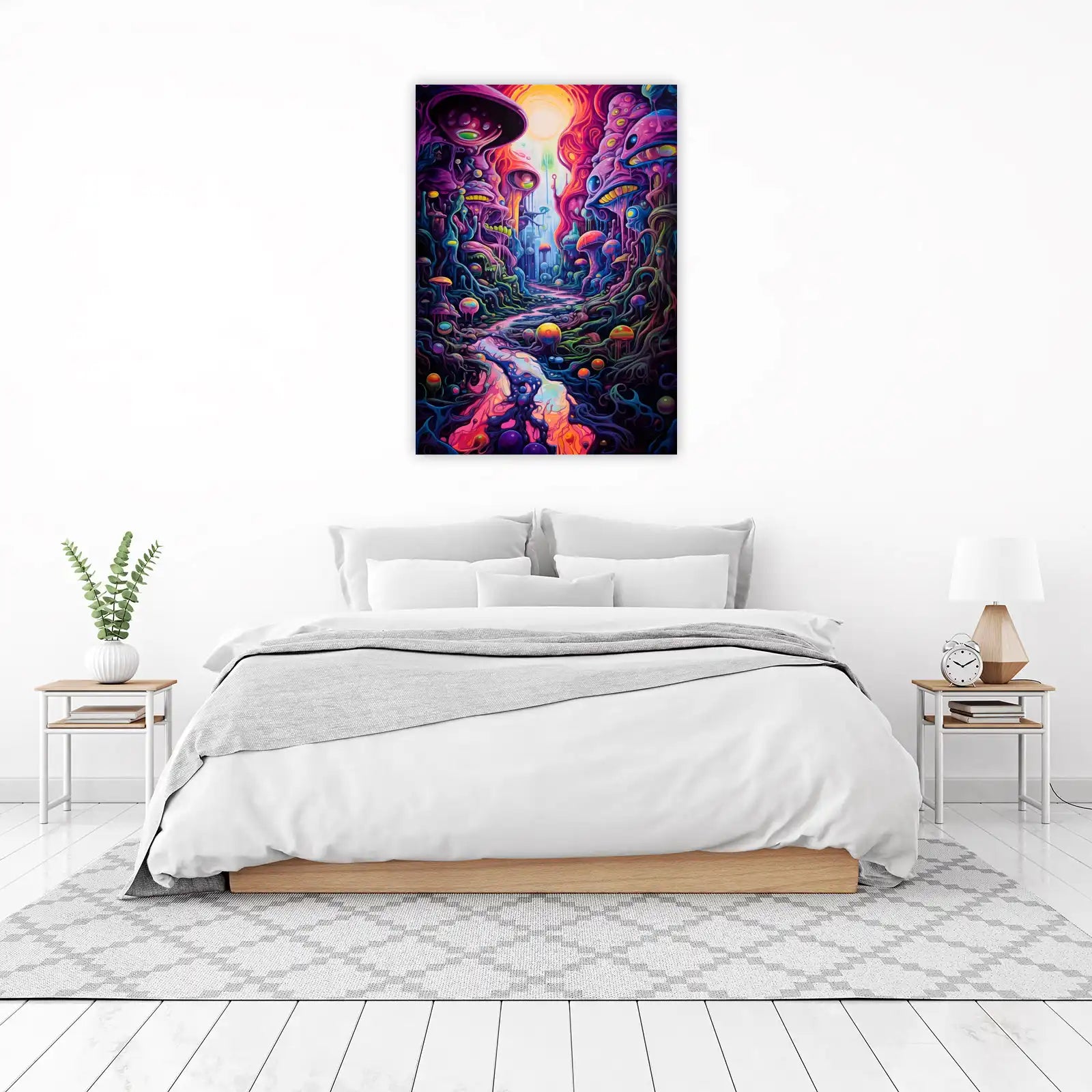 Surreal Psychedelic Mushroom Forest Wall Art