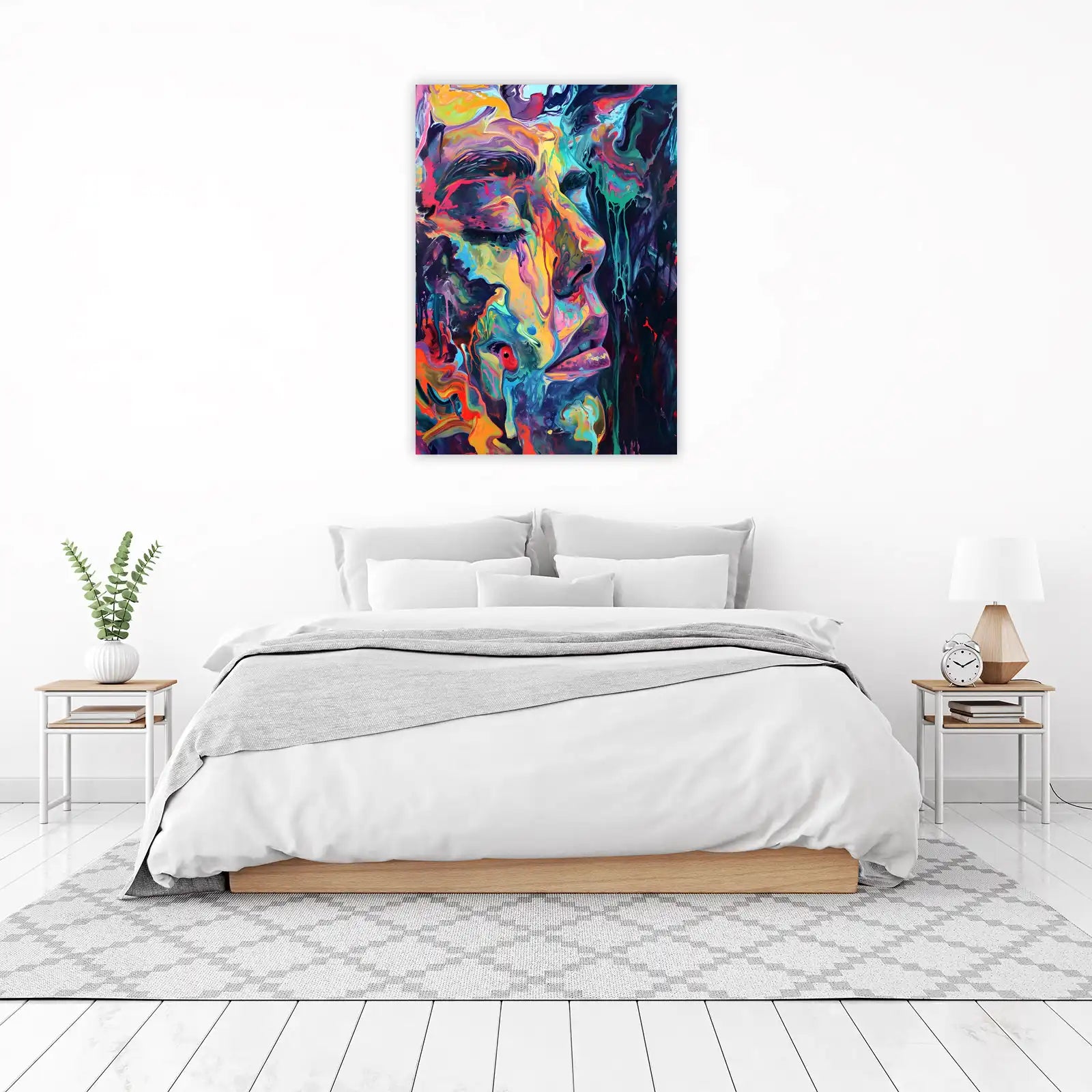 Vibrant Abstract Face Acrylic Pouring Wall Art