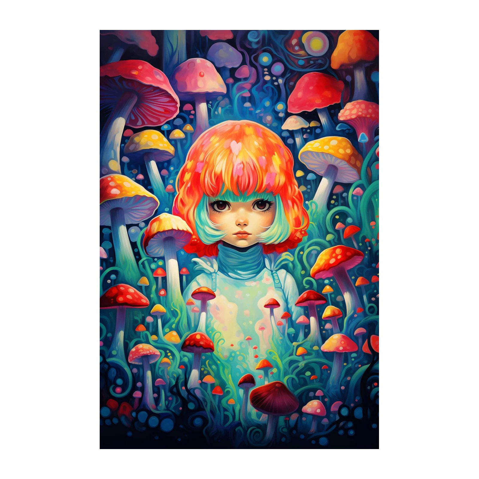 Enchanting Mushroom Forest Child Wall Art