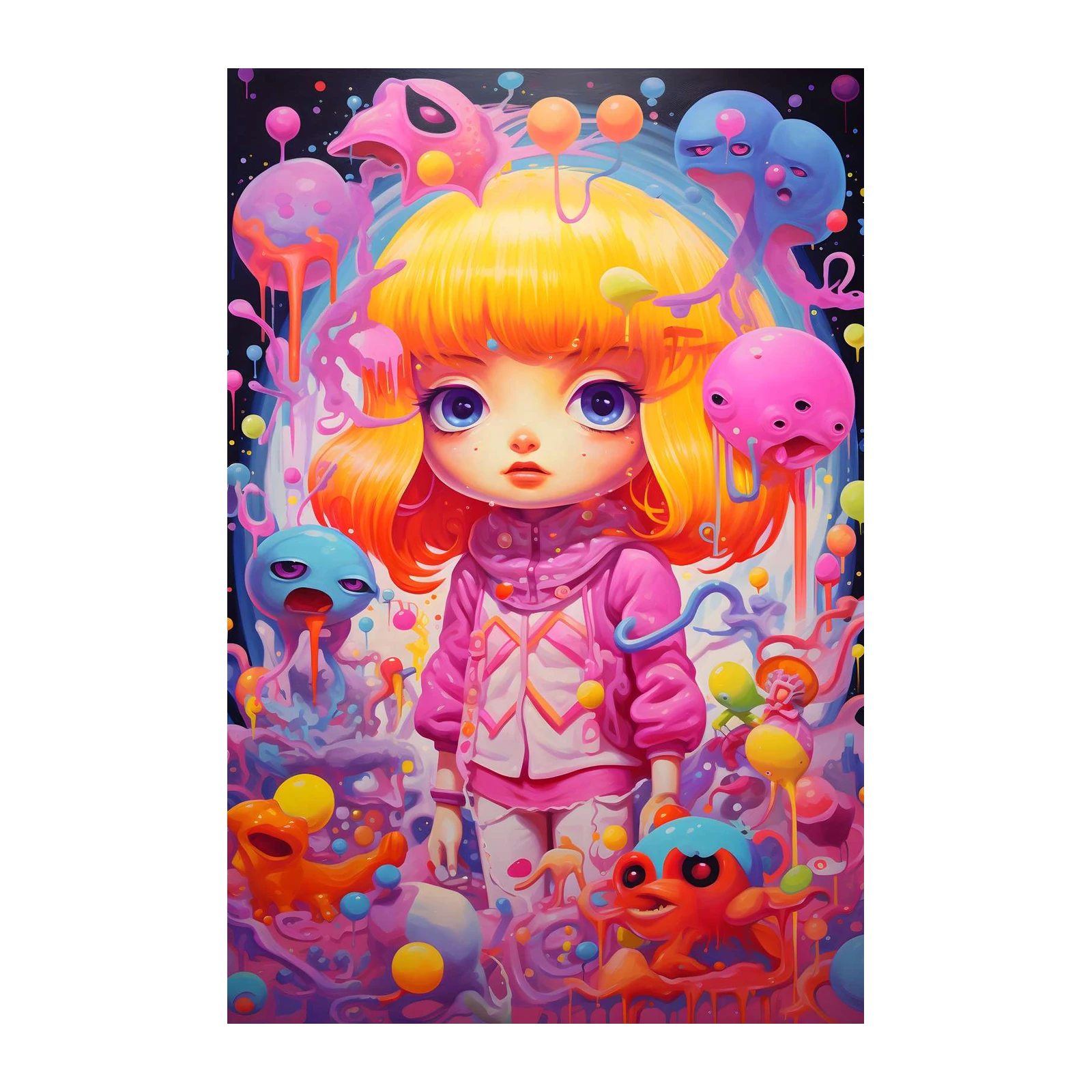 Vibrant Kawaii Kid Alien Dream Wall Art