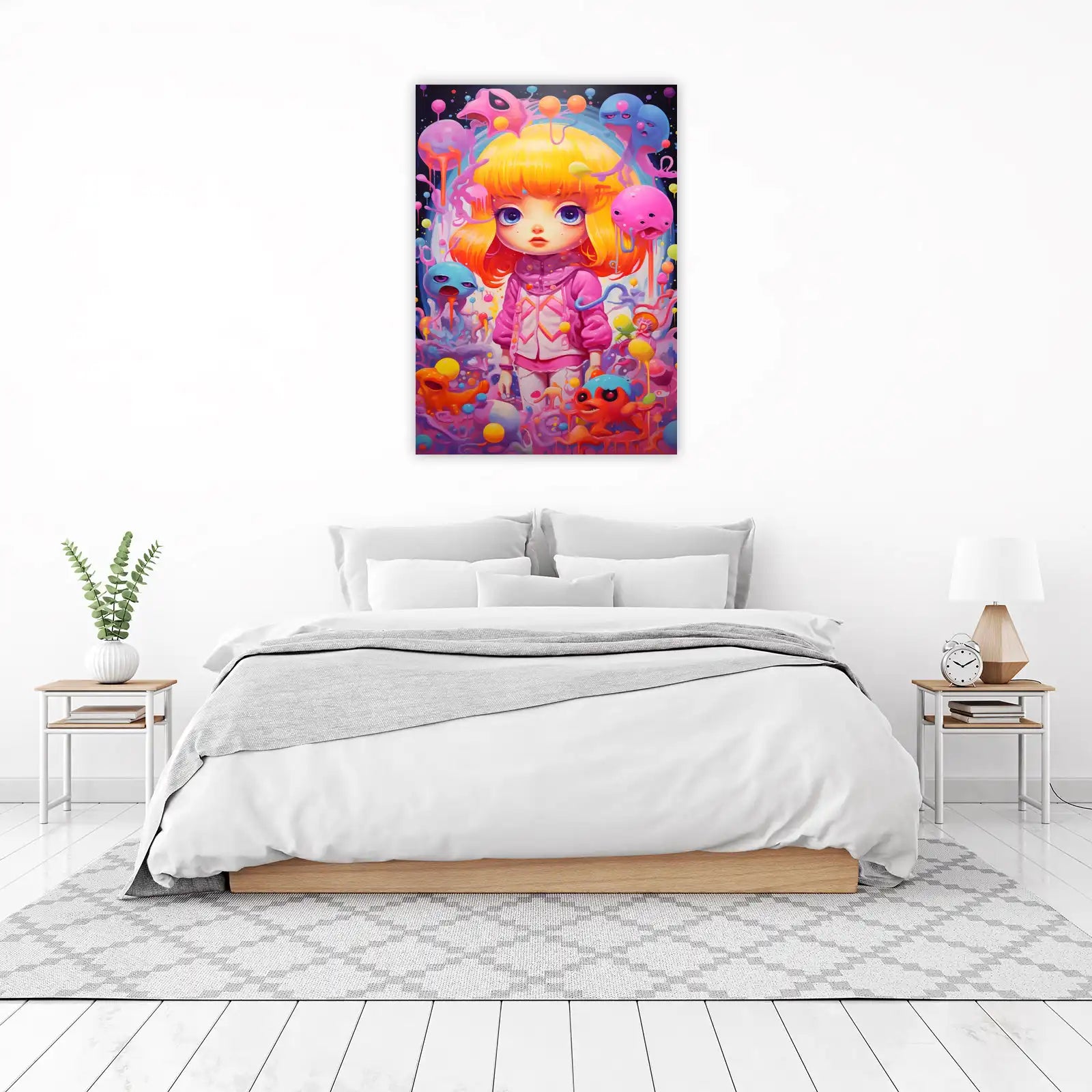 Vibrant Kawaii Kid Alien Dream Wall Art