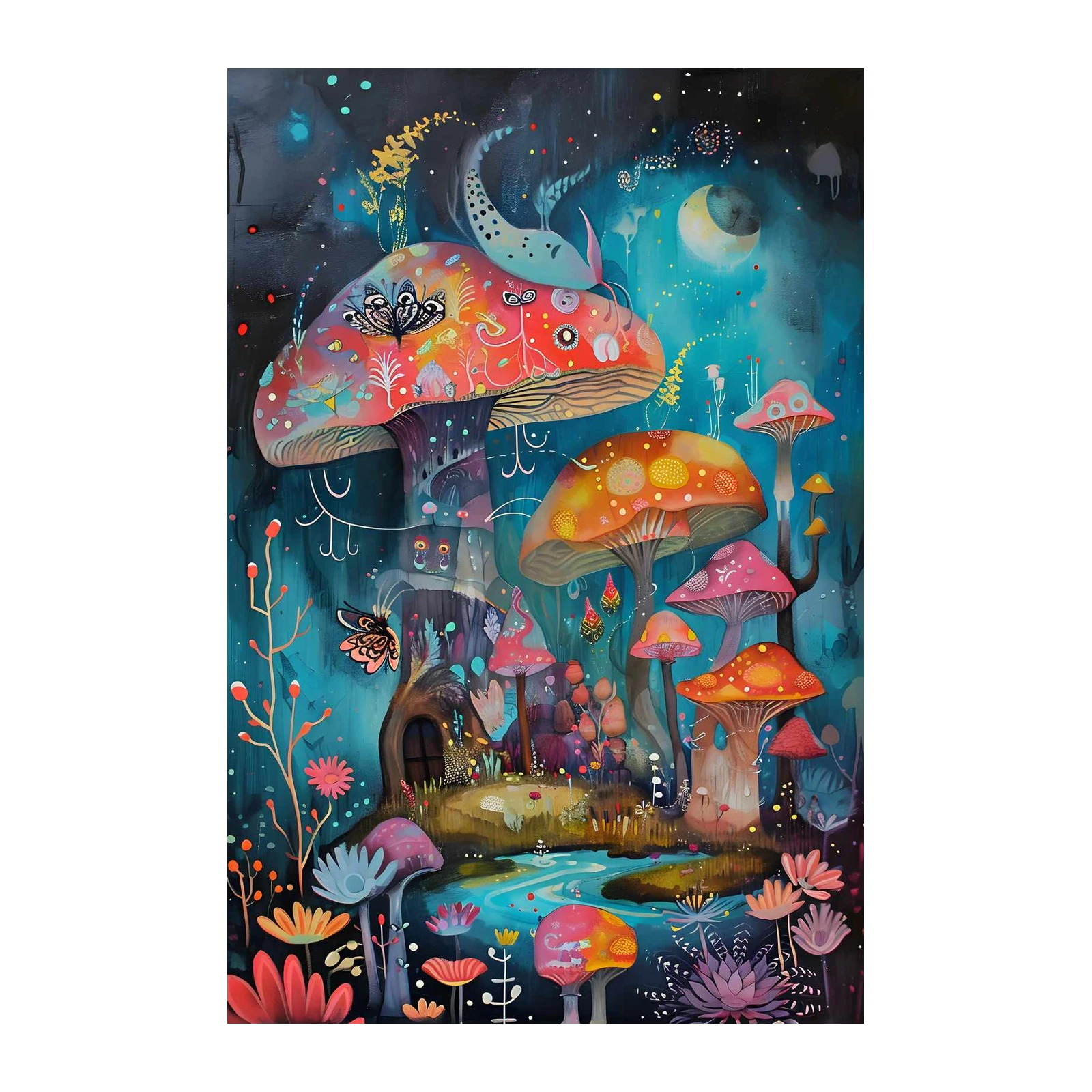 Enchanted Mushroom Forest Vibrant Wall Art Wall Art