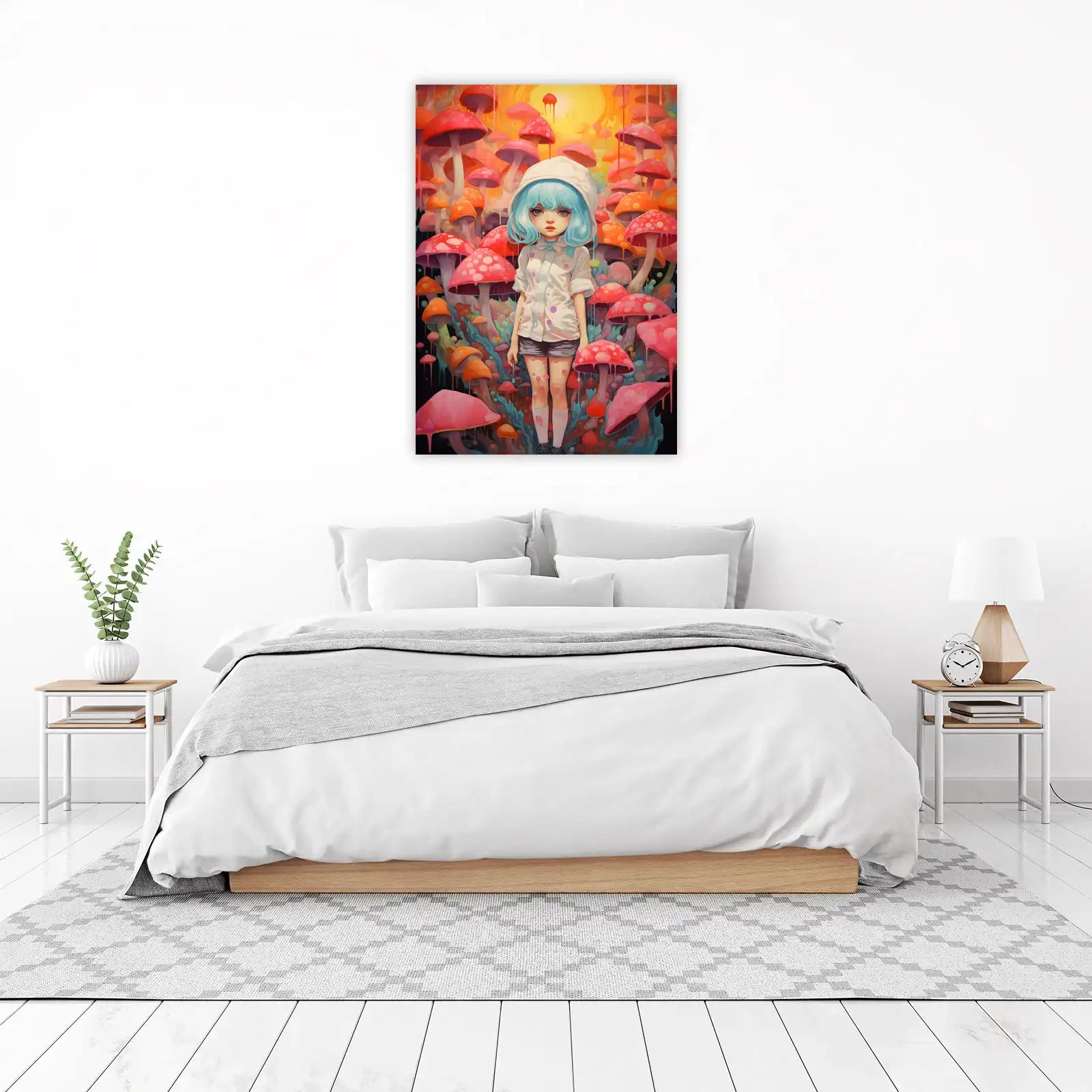 Whimsical Mushroom Girl Art Wall Art