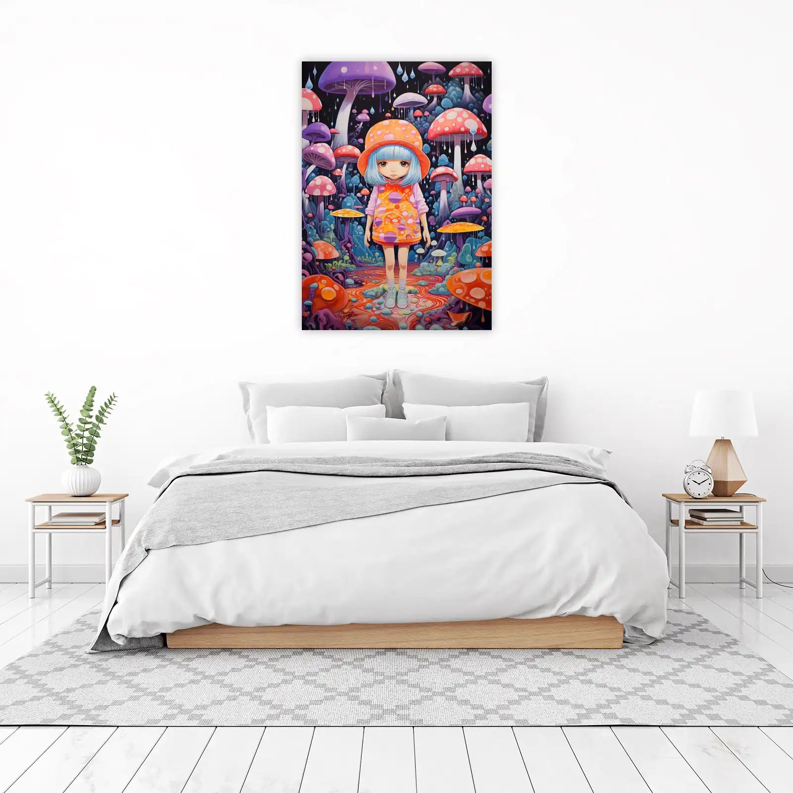 Enchanting Mushroom Forest Girl Wall Art