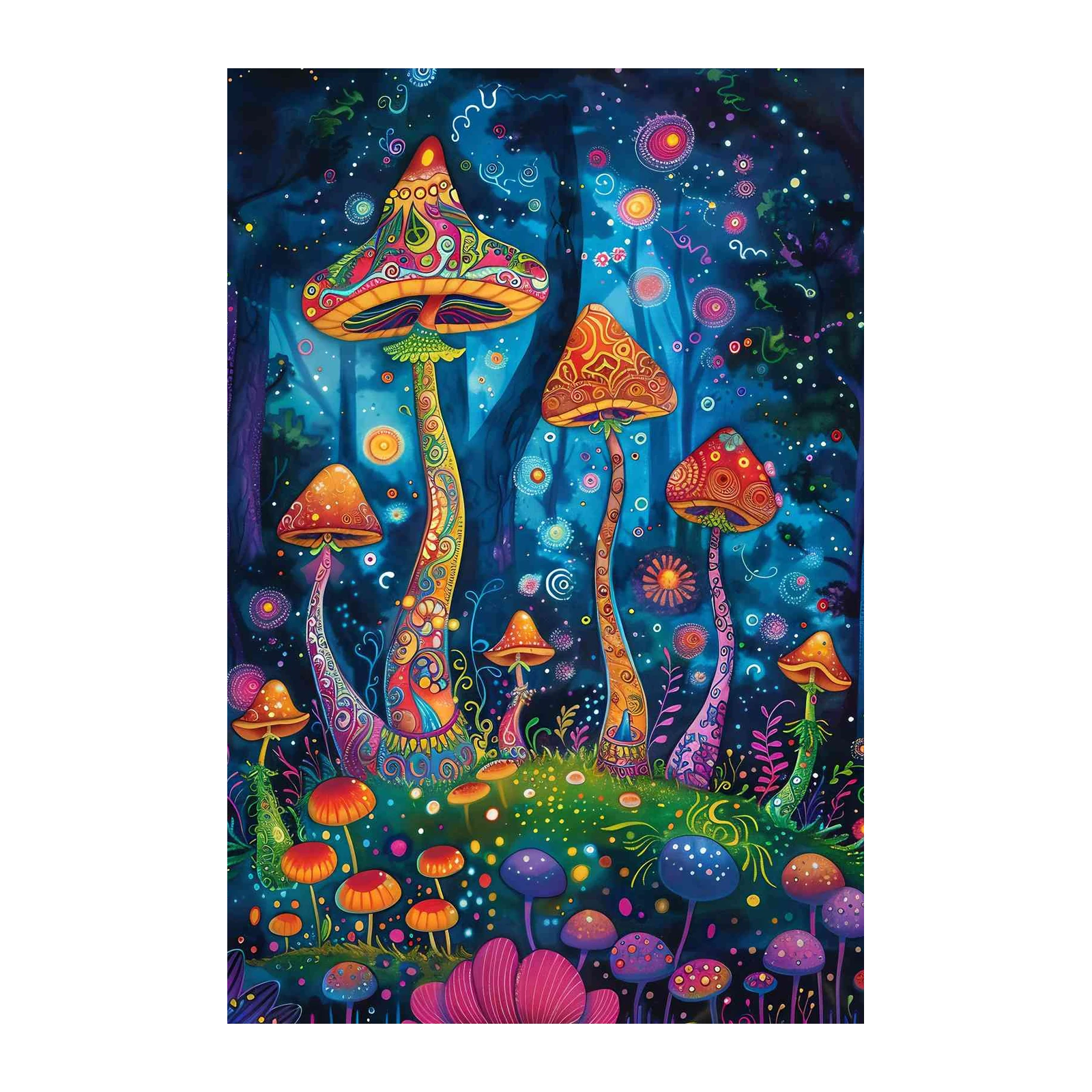 Enchanting Psychedelic Mushroom Forest Wall Art