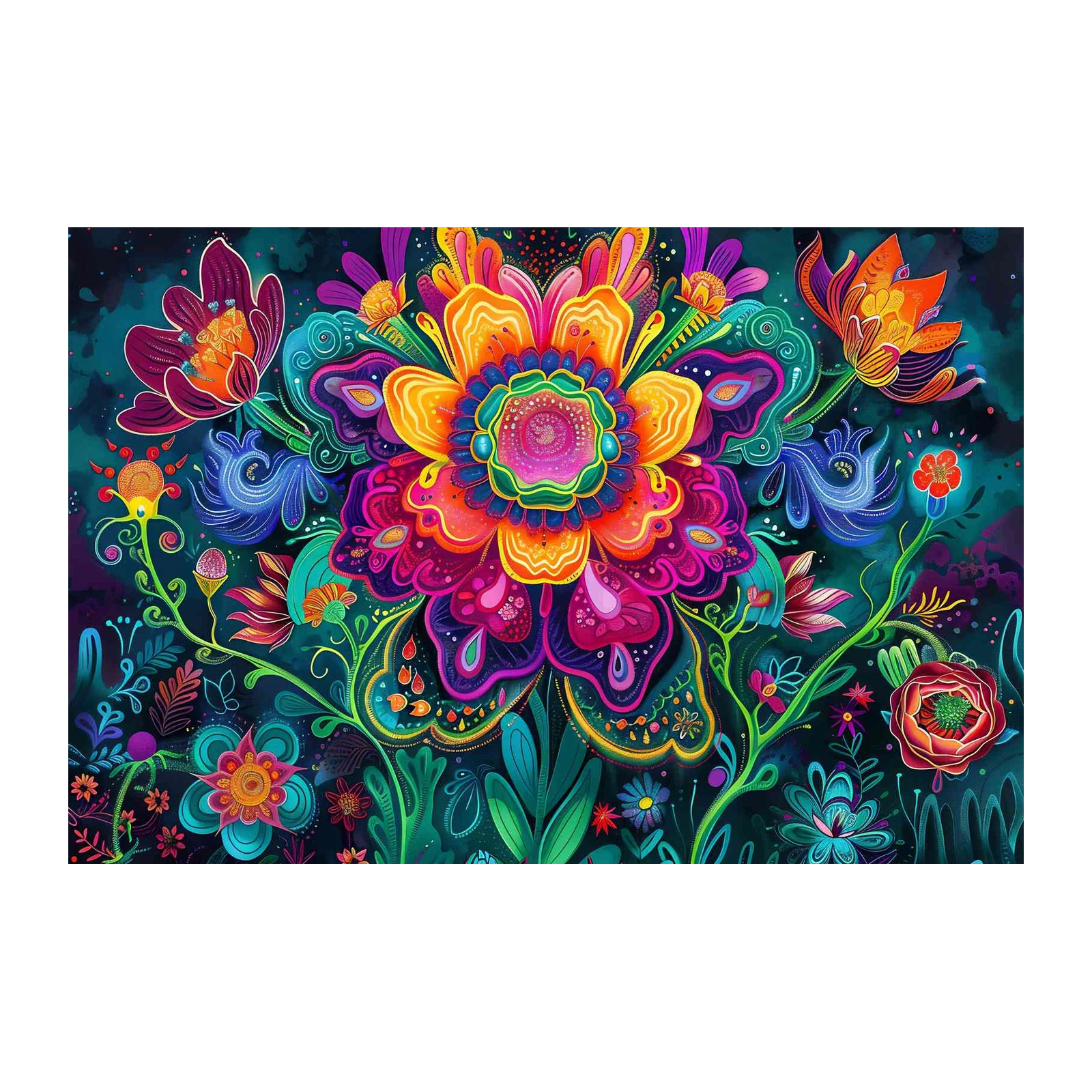 Vibrant Floral Explosion Wall Art