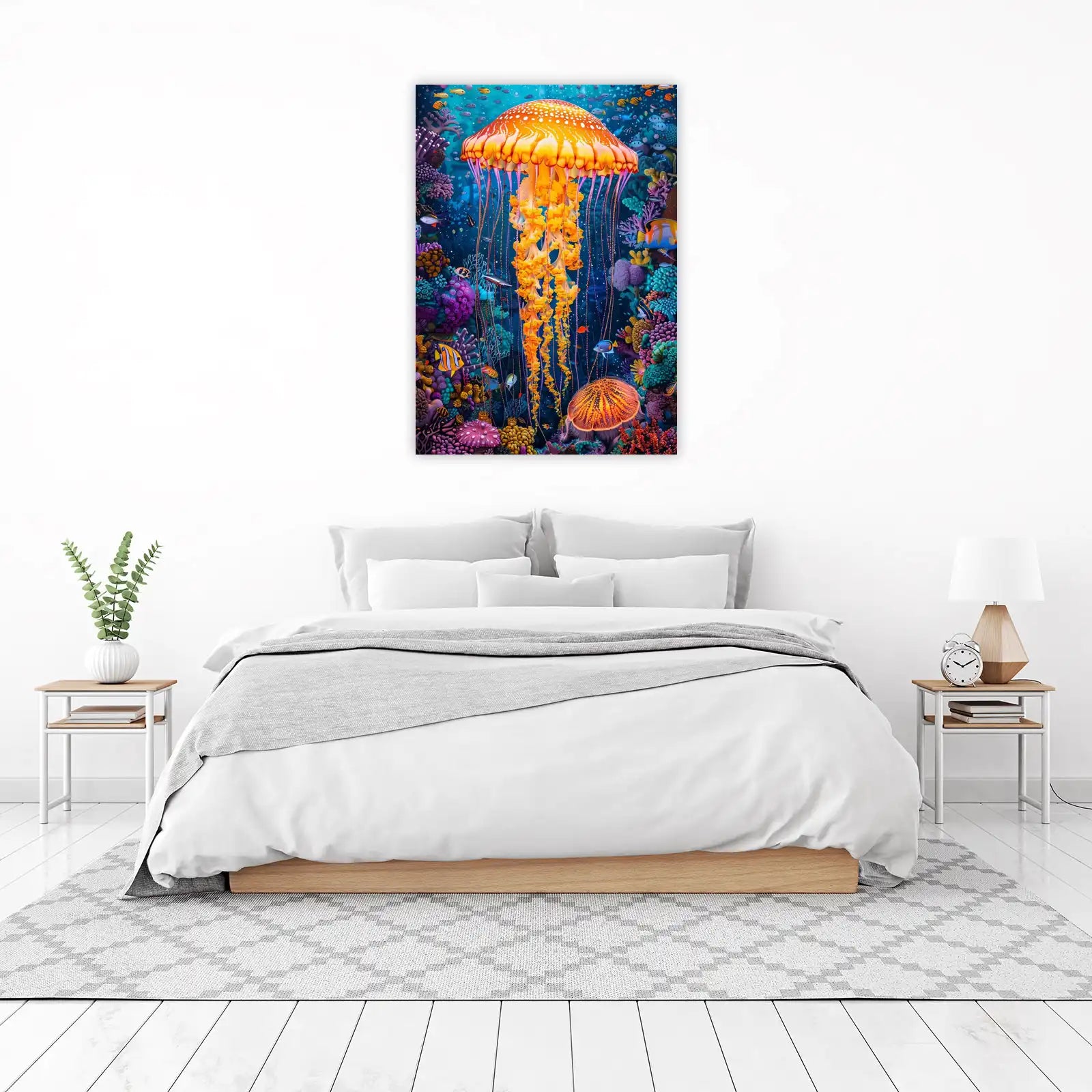 Vibrant Jellyfish Coral Reef Wall Art