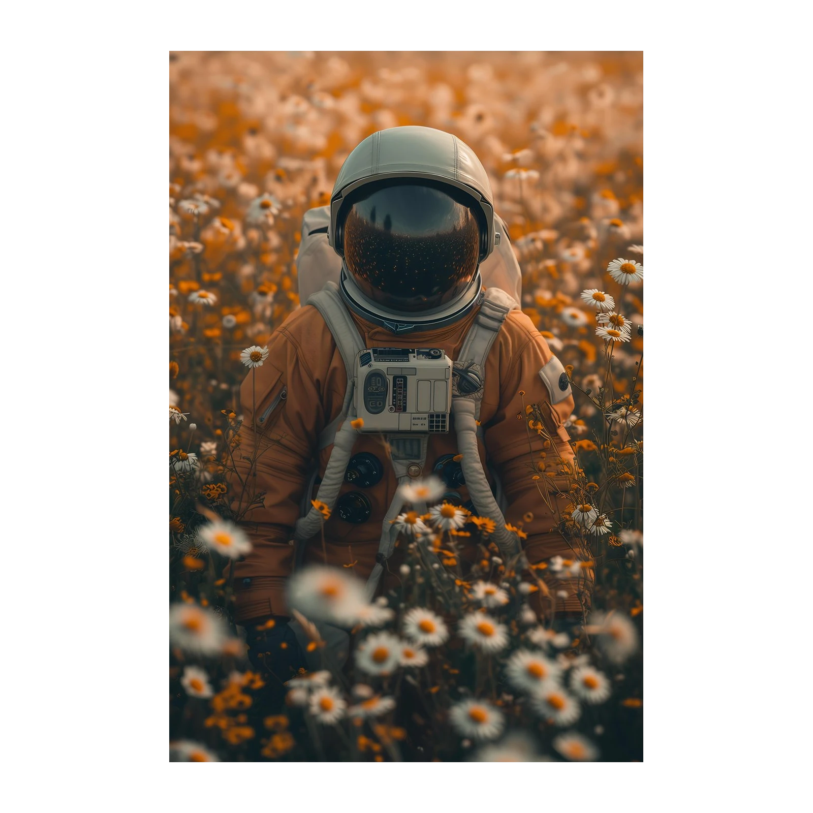 Astronaut in Daisy Field Wall Art Wall Art