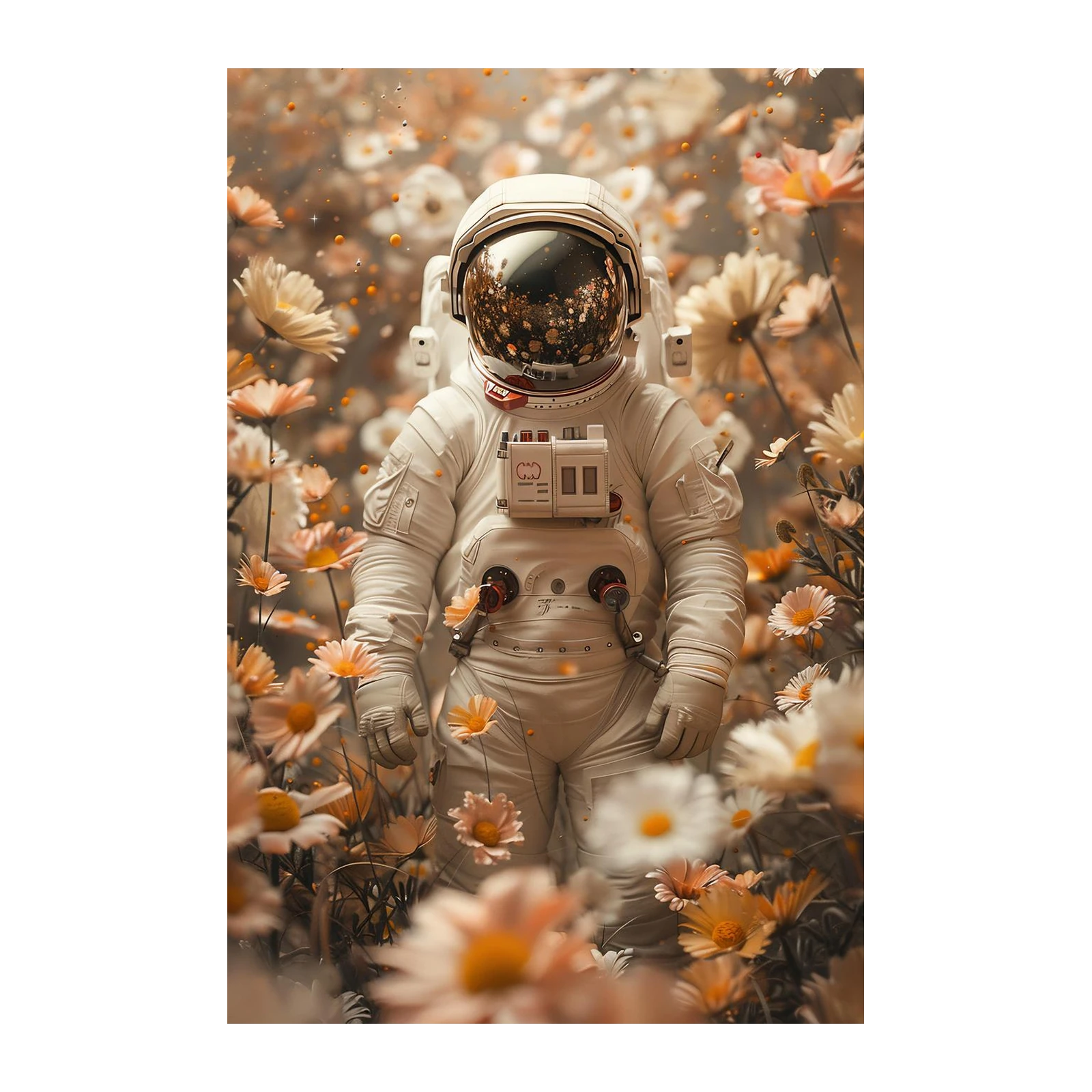 Astronaut Among Flowers Wall Art