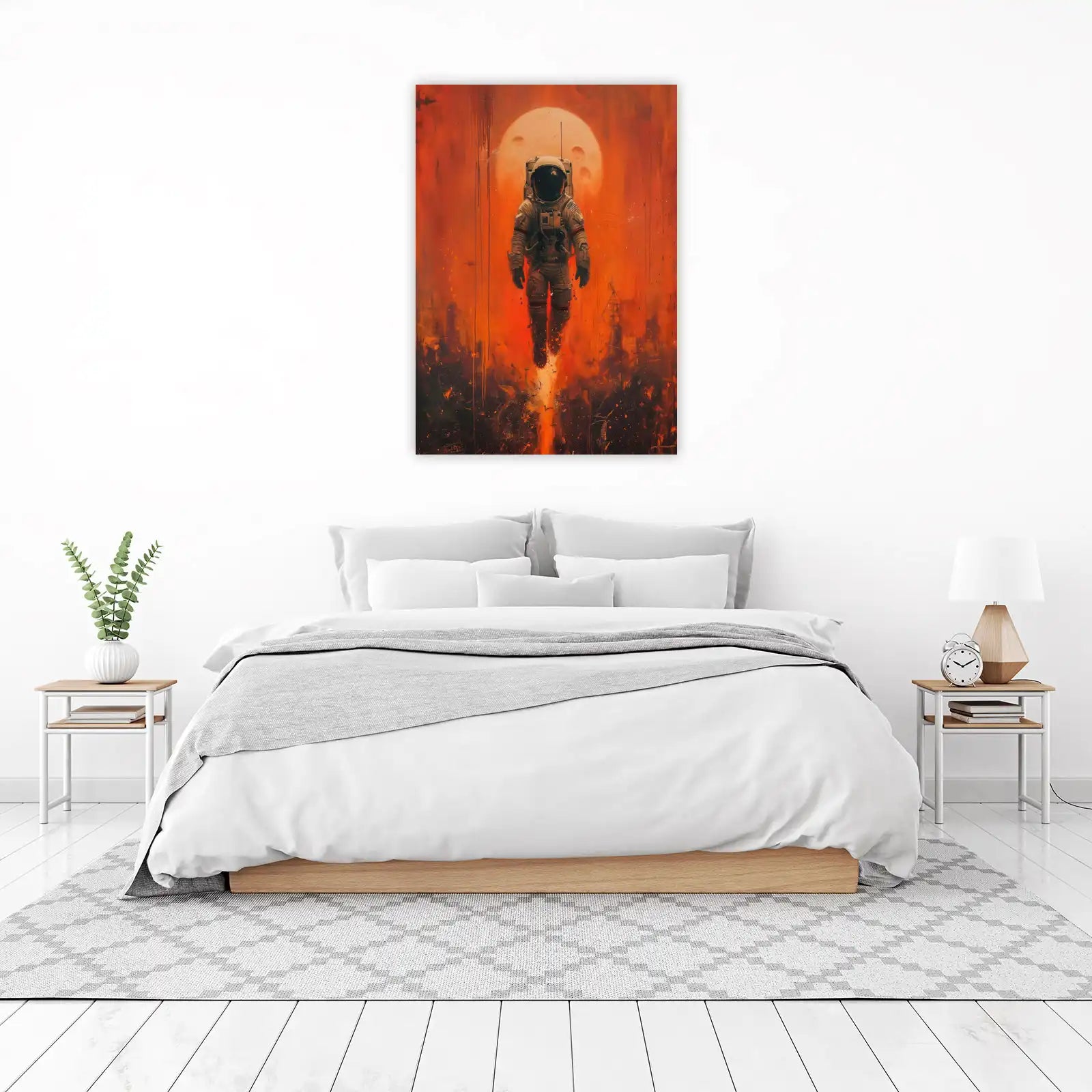 Astronaut in Fiery Orbit Wall Art