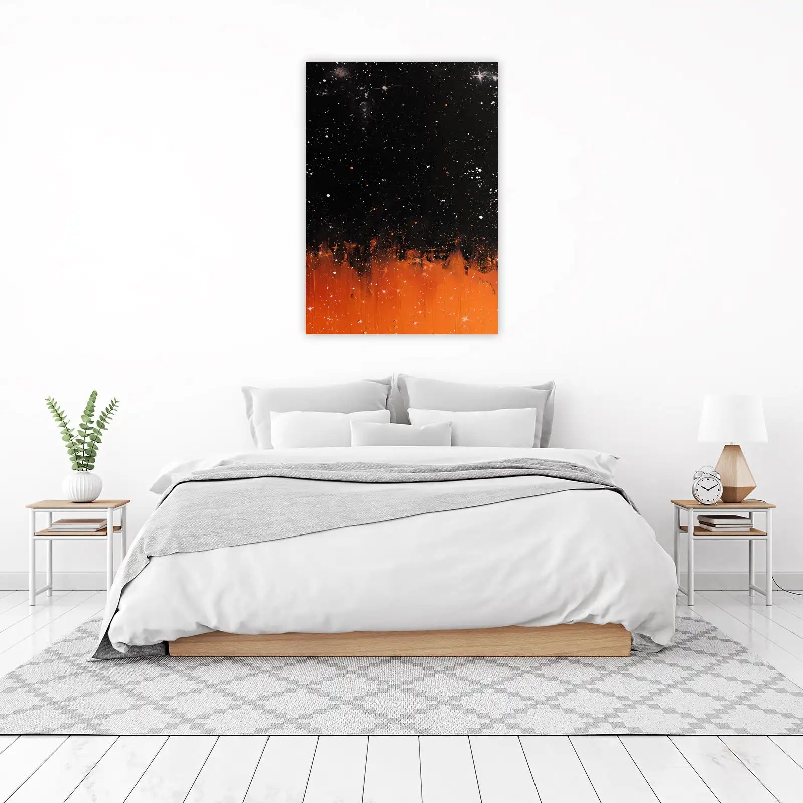 Cosmic Glow Abstract Orange & Black Wall Art