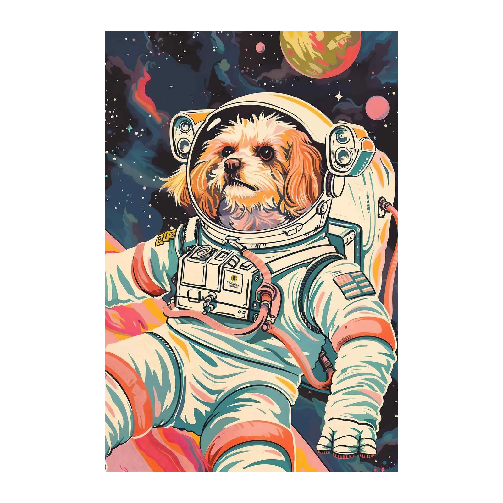 Astronaut Dog Space Adventure Wall Art