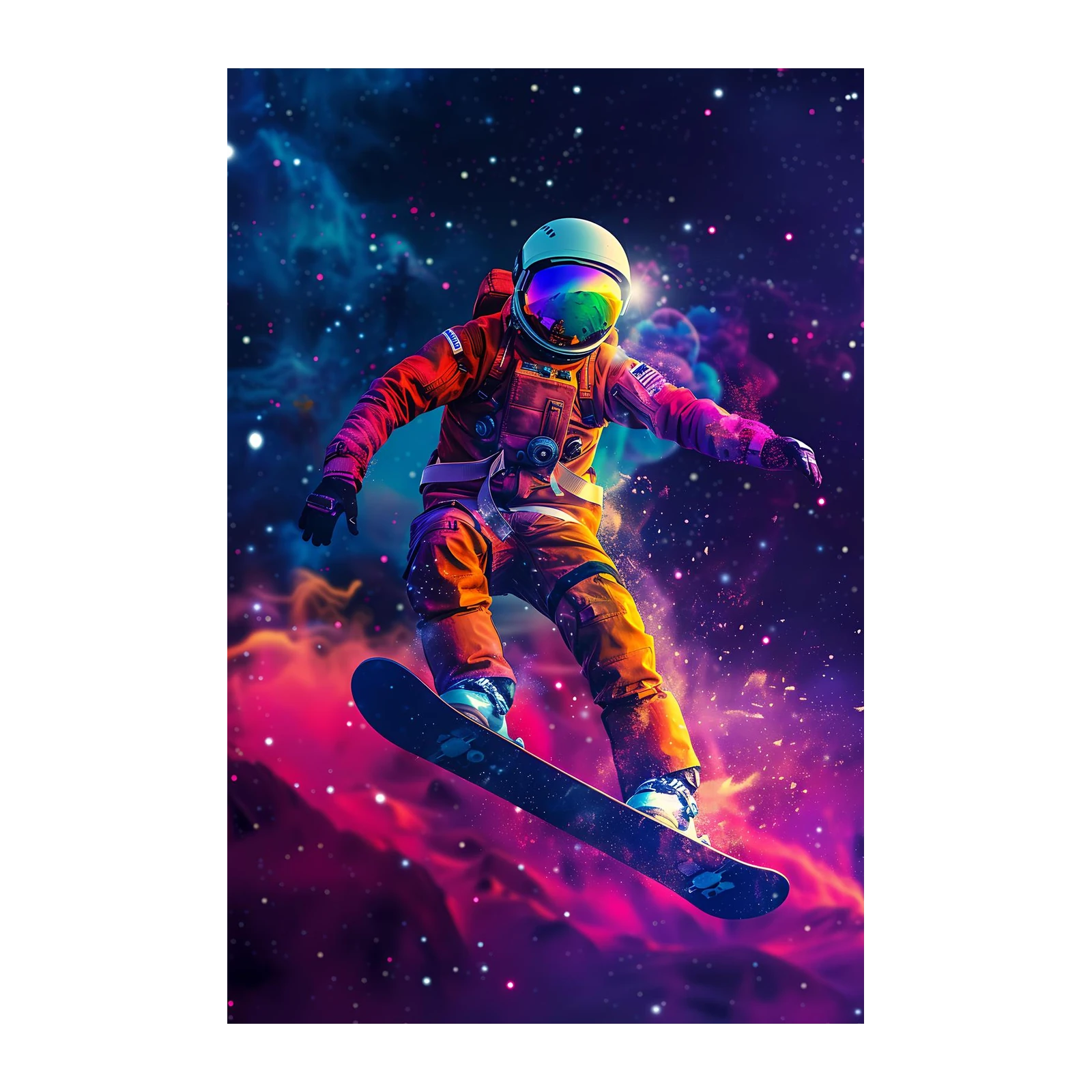 Astronaut Snowboarder Galaxy Wall Art