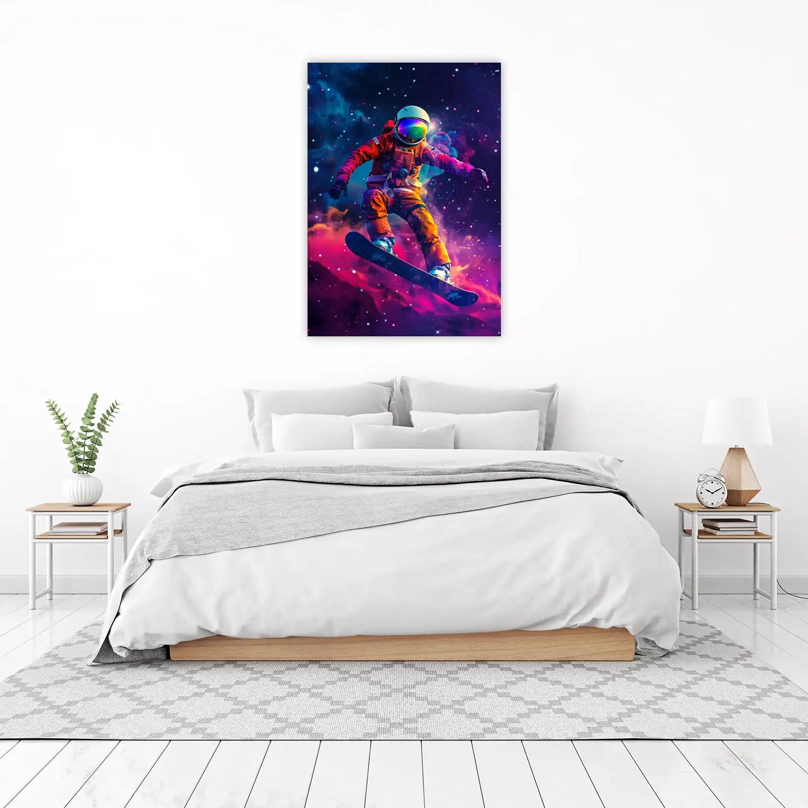 Astronaut Snowboarder Galaxy Wall Art