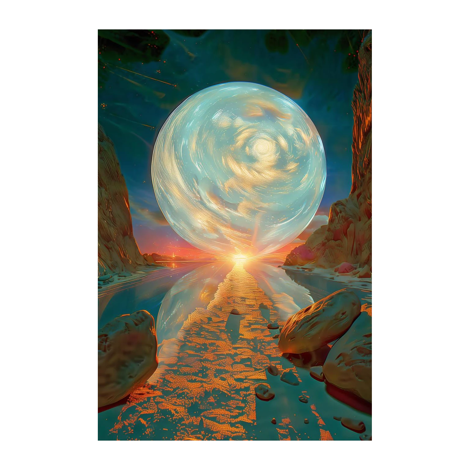 Enigmatic Cosmic Orb Landscape Wall Art