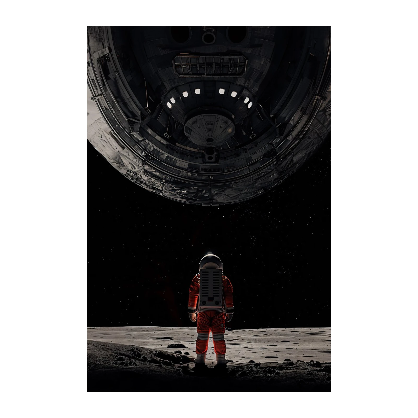 Astronaut Meets Giant Spaceship Wall Art