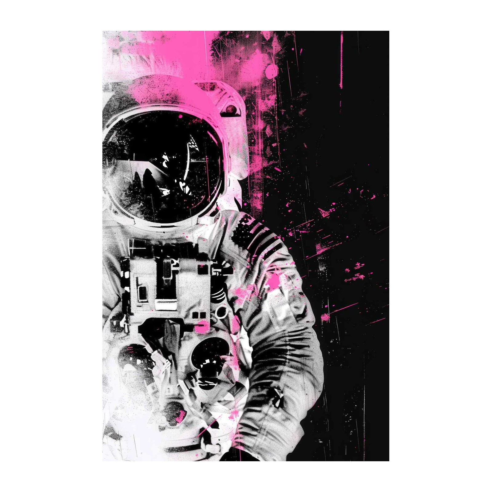 Abstract Astronaut Neon Splatter Wall Art