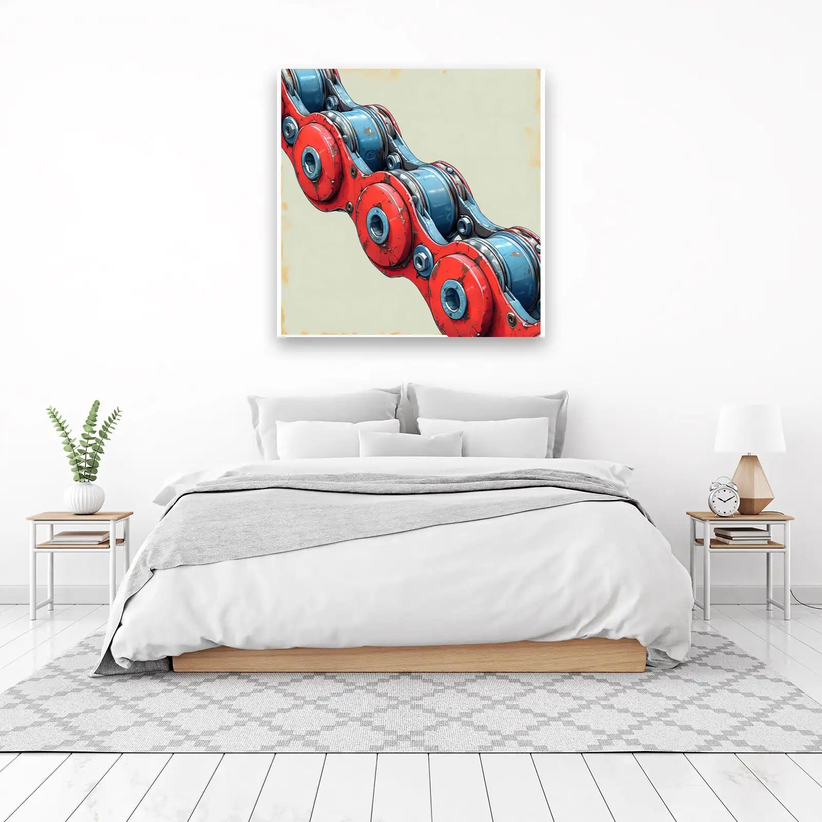 Red & Blue Industrial Chain Art Wall Art