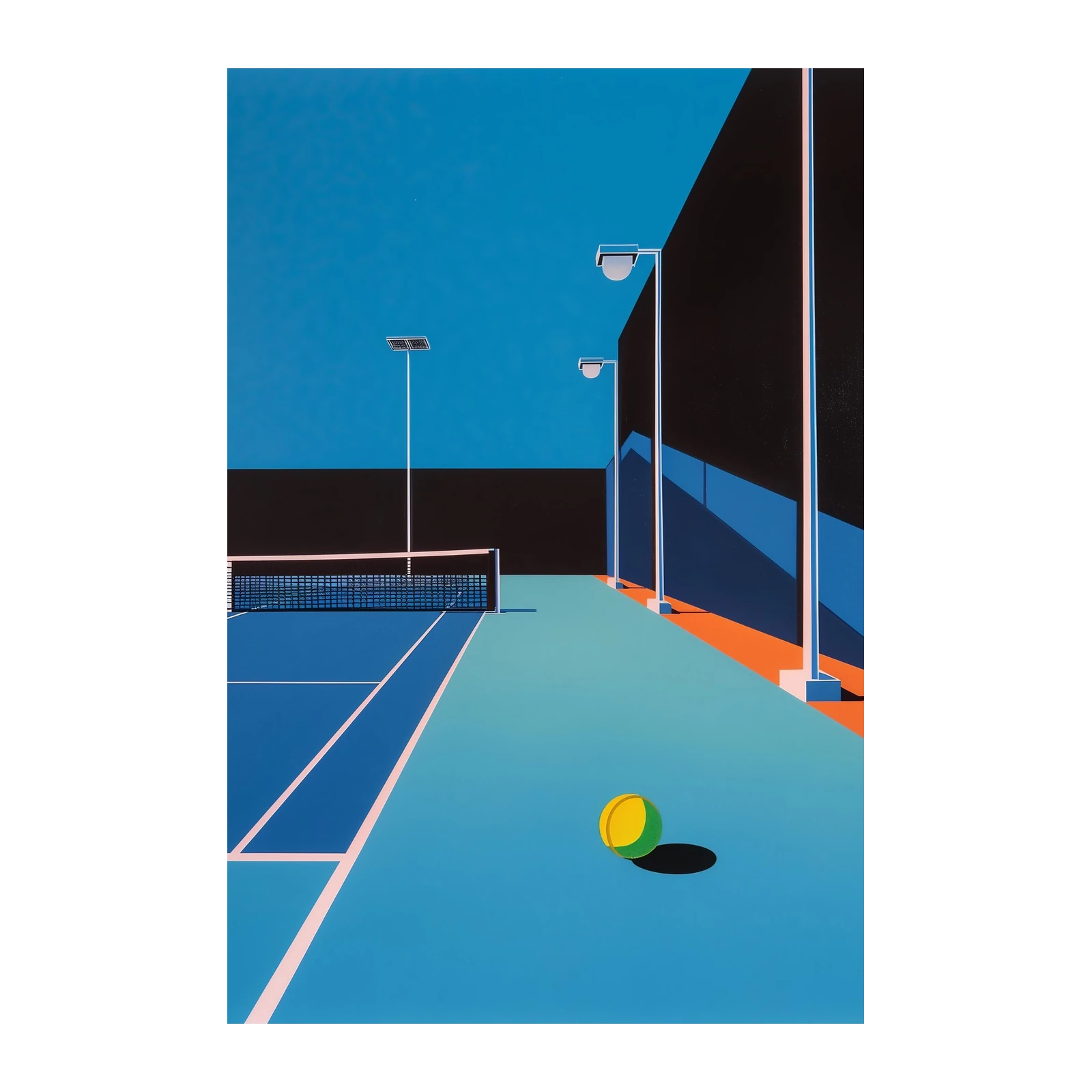 Vibrant Tennis Court Minimalism Wall Art
