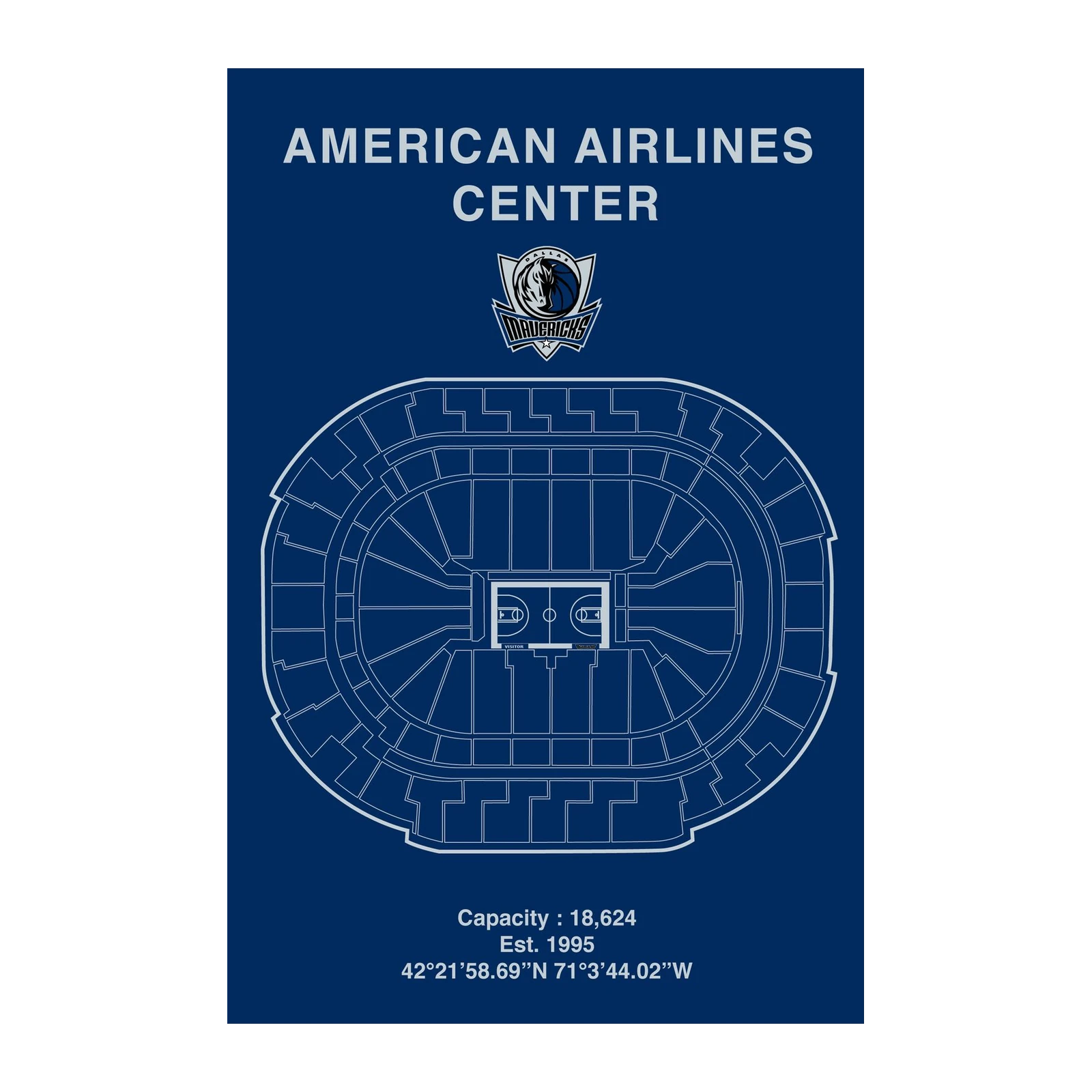Dallas Mavericks Arena Blueprint Wall Art