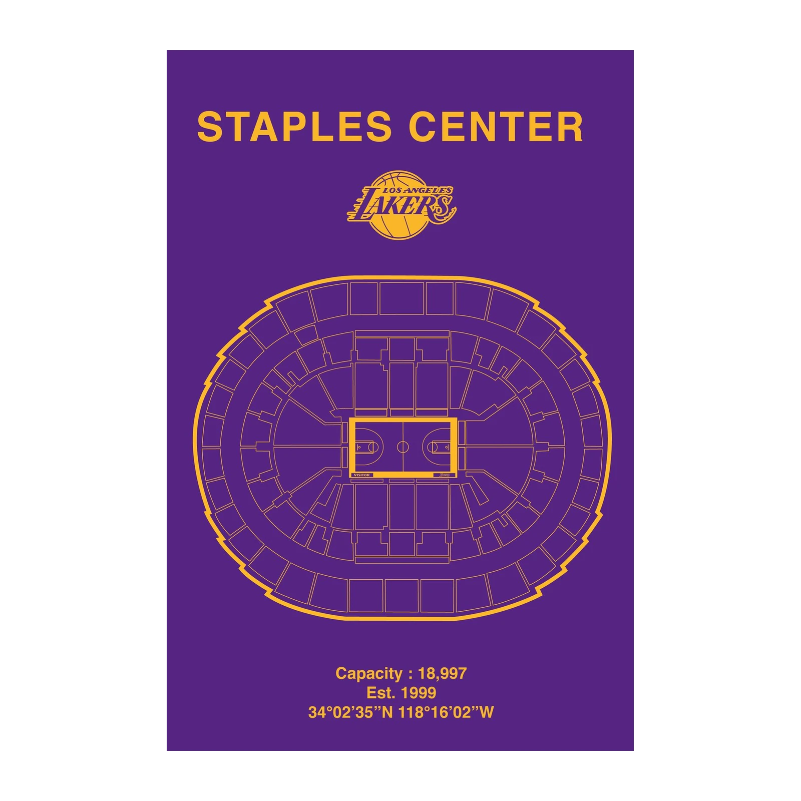 Los Angeles Lakers Staples Center Blueprint Wall Art
