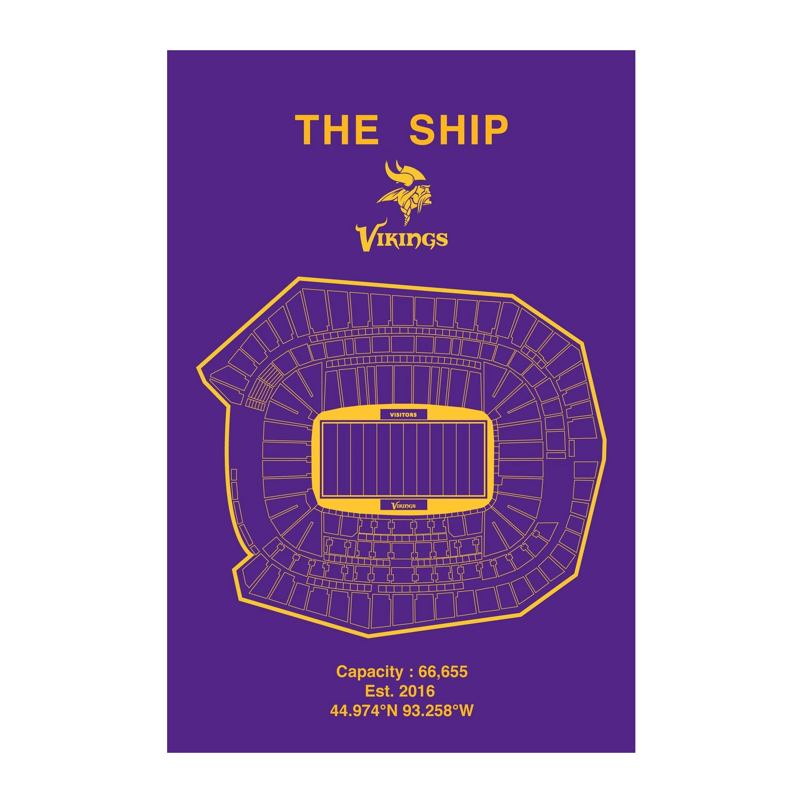 US Bank Stadium Blueprint Vikings Wall Art