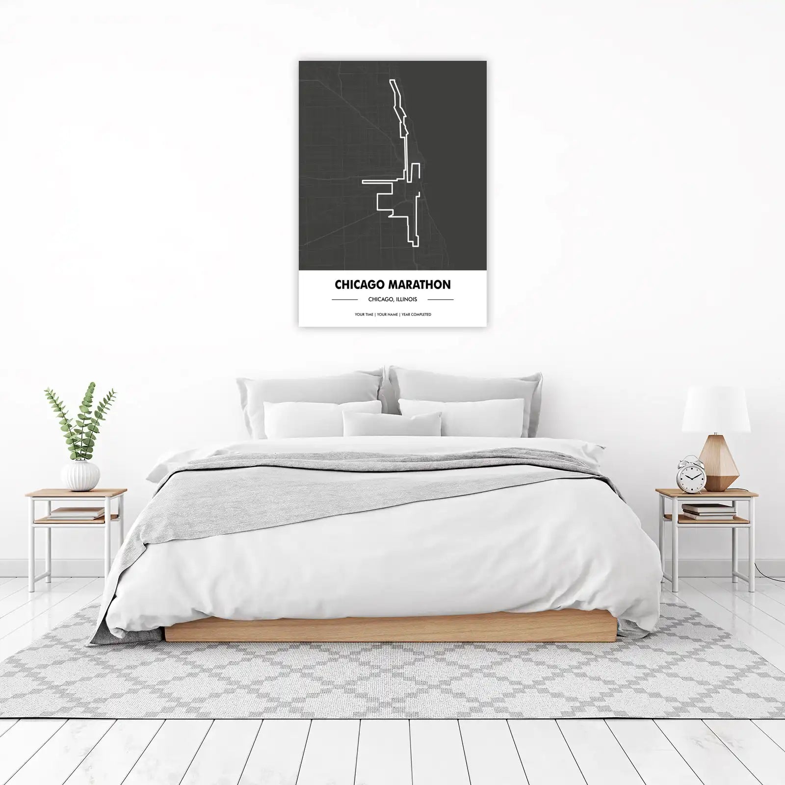 Chicago Marathon Route Map Personalized Wall Art