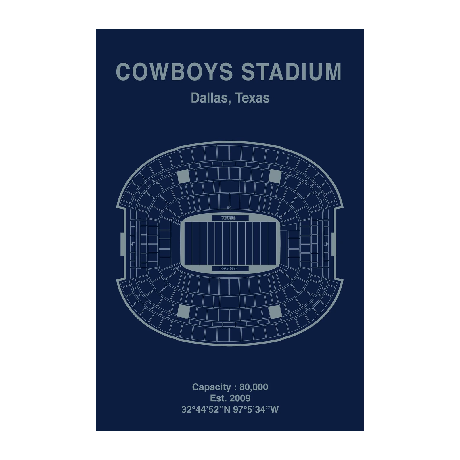 Dallas Cowboys Stadium Blueprint Wall Art