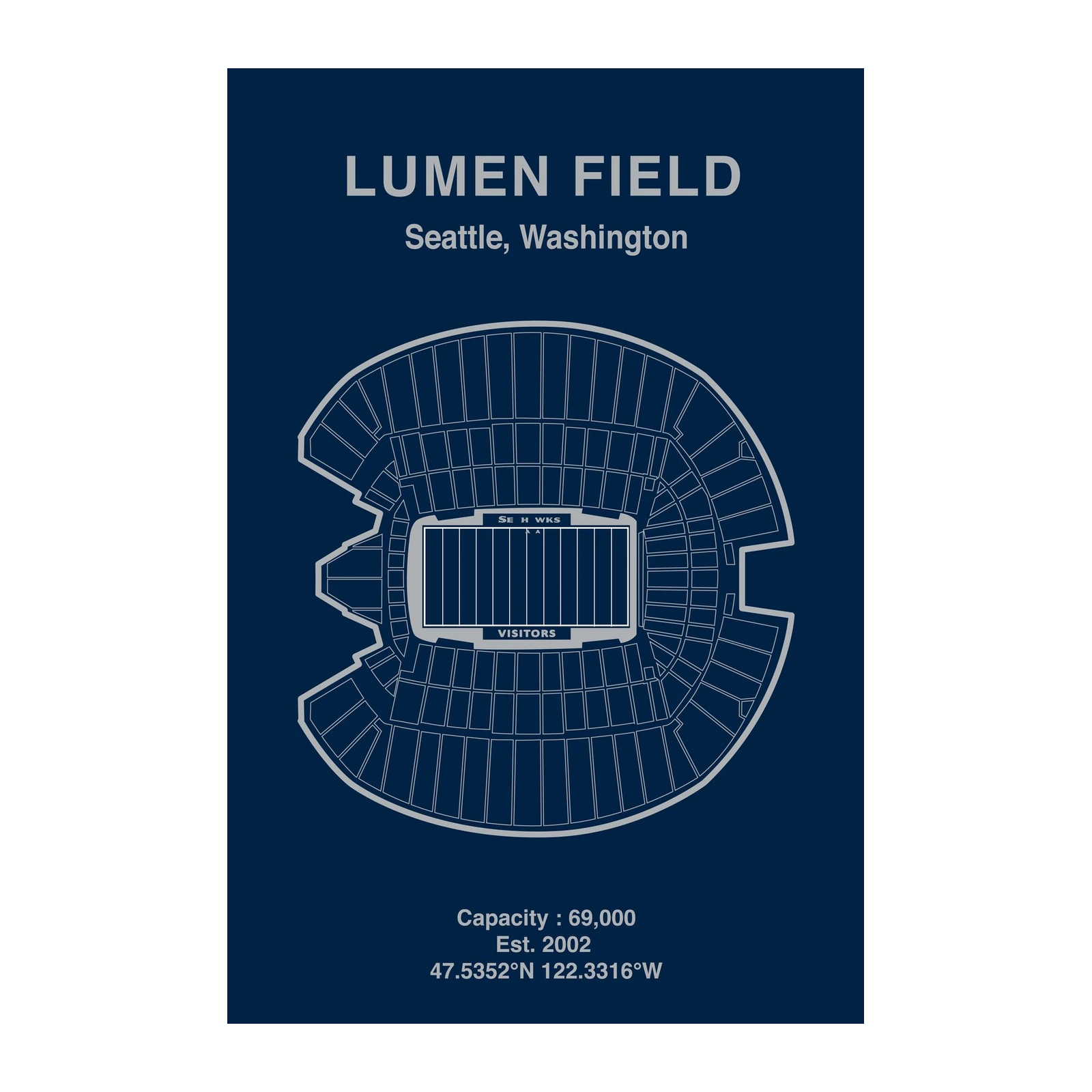Lumen Field Blueprint Seattle Seahawks Wall Art