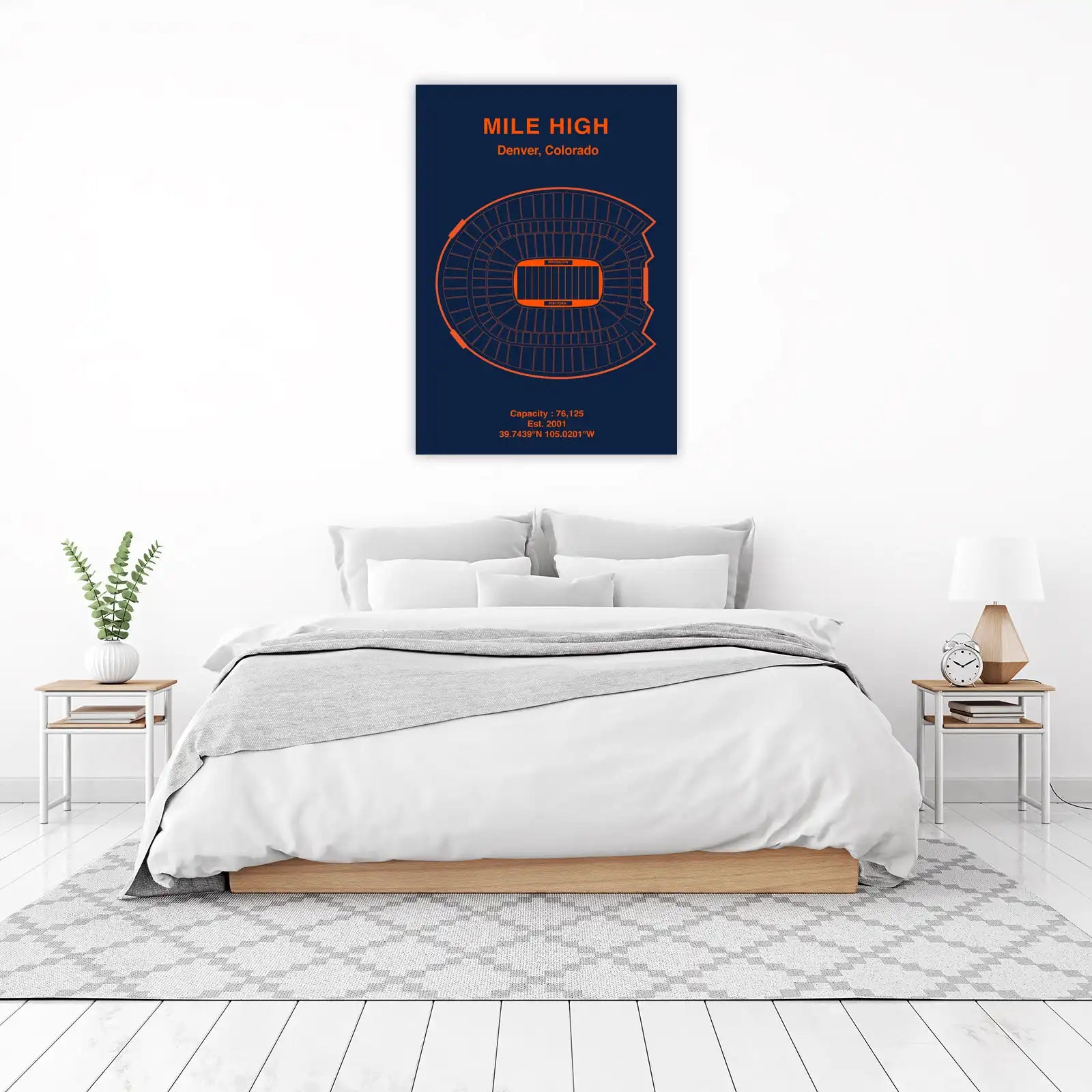 Denver Broncos Mile High Stadium Blueprint Wall Art