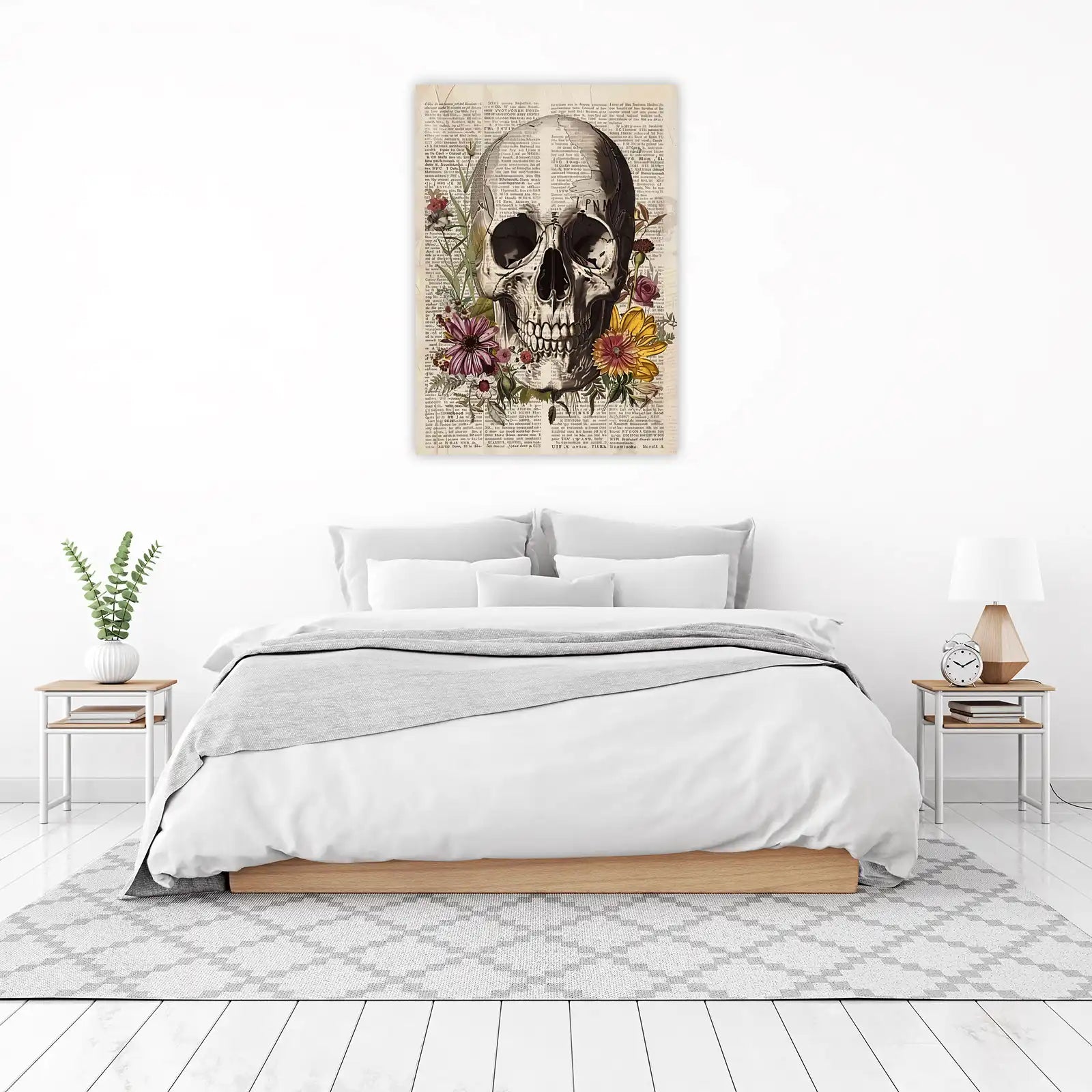 Gothic Skull & Floral Collage Wall Art