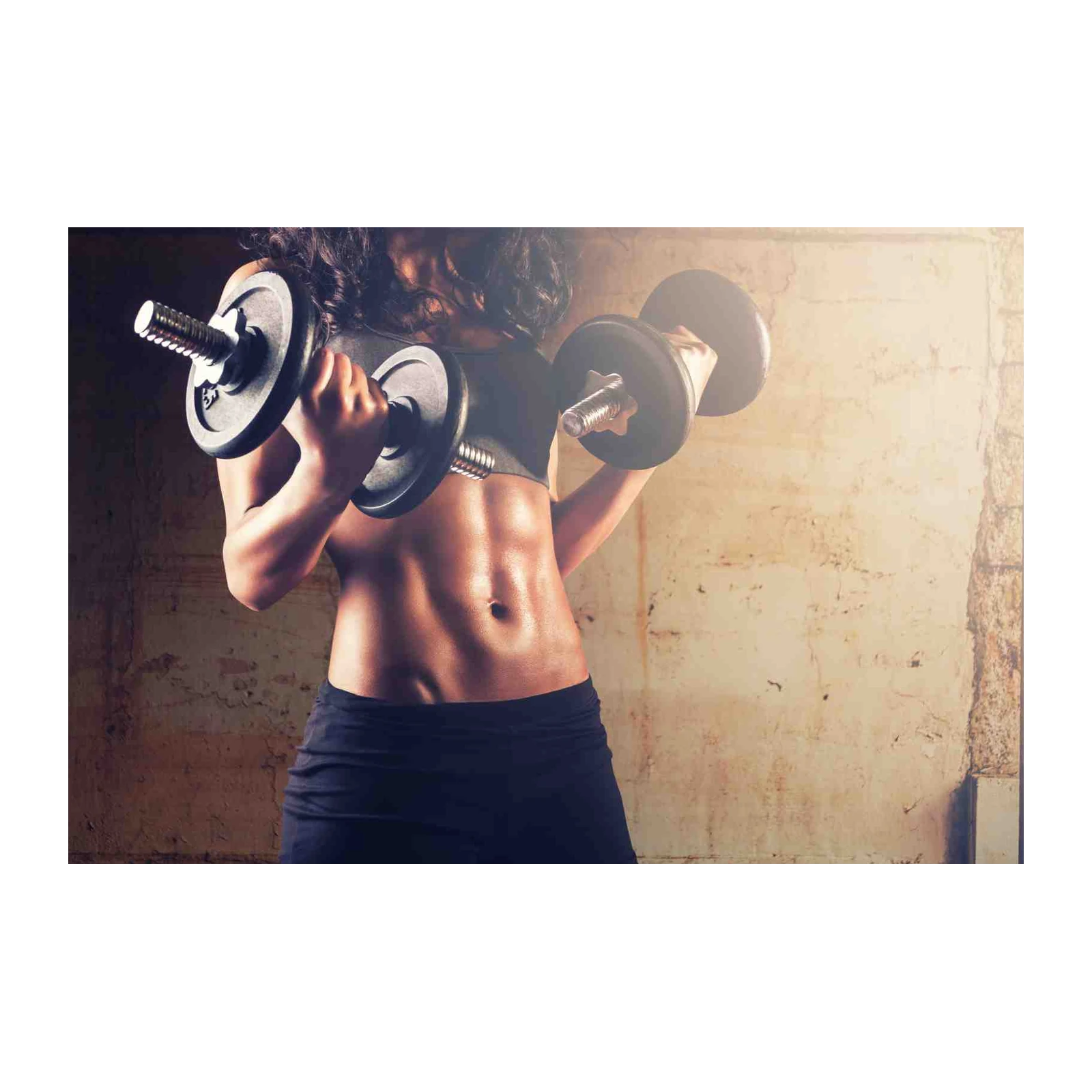 Powerful Abs Dumbbell Workout Motivation Wall Art