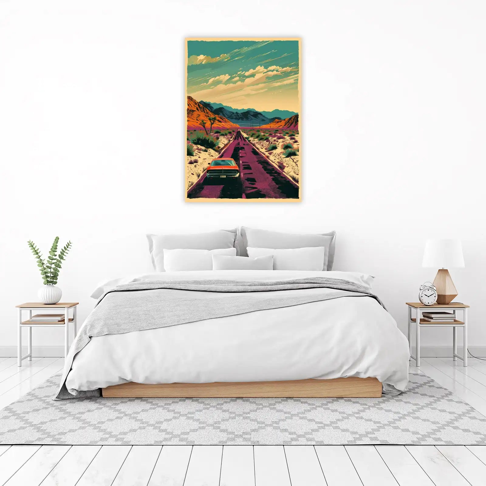 Desert Highway Retro Car Wall Art