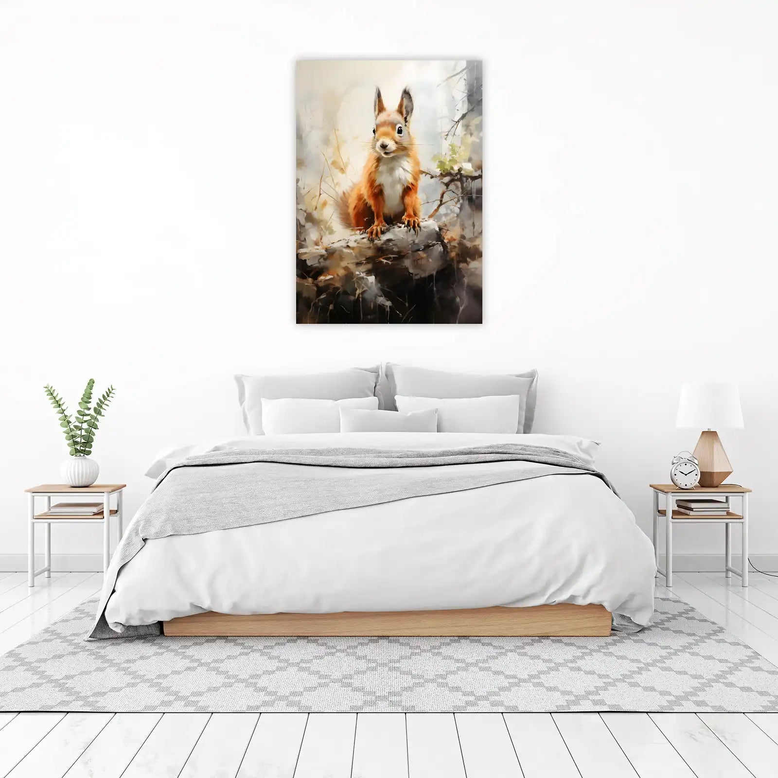Adorable Squirrel Forest Scene Wall Art