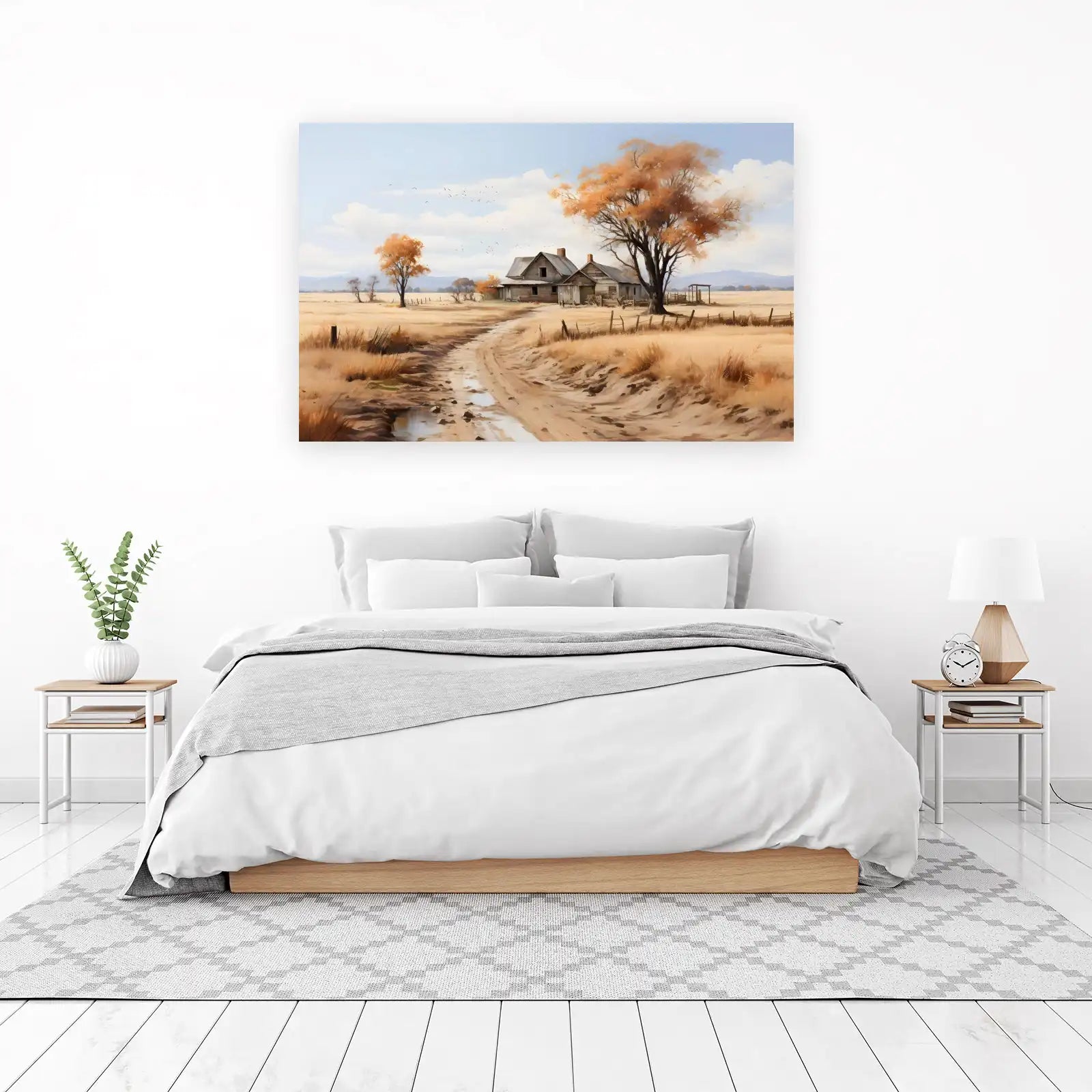 Rustic Autumn Farmhouse Landscape Wall Art