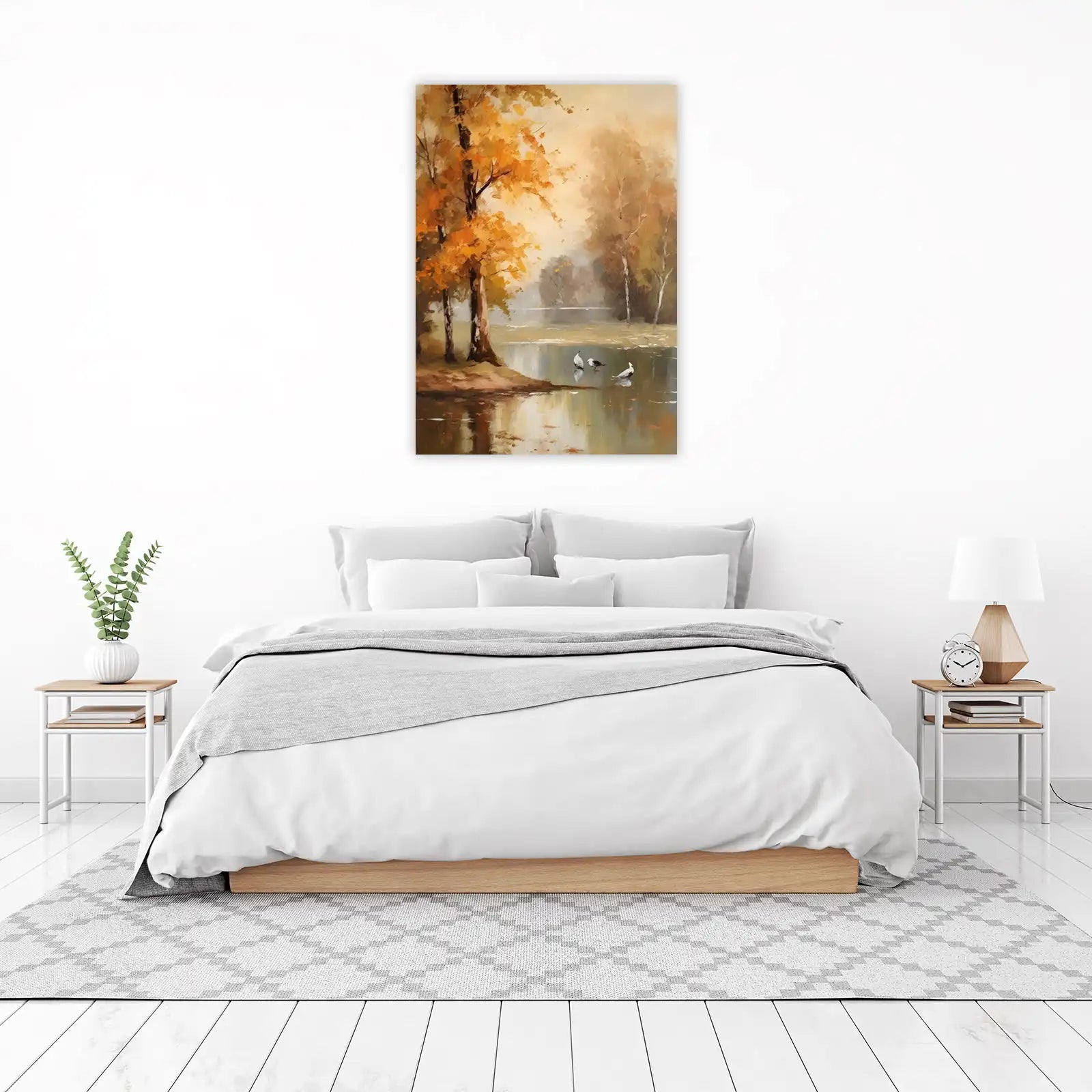 Tranquil Autumn Ducks Lake Wall Art