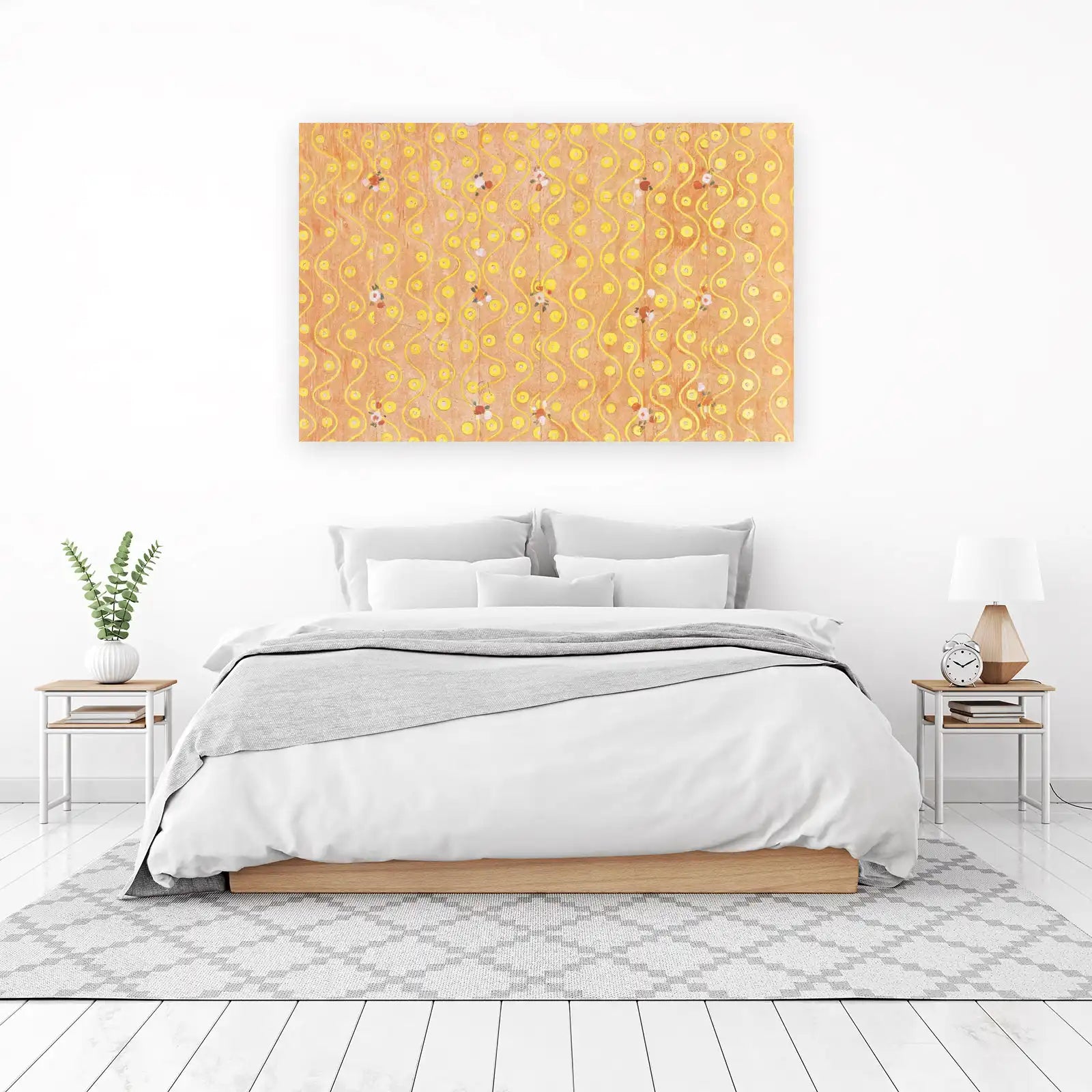 Golden Floral Swirls & Dots Wall Art