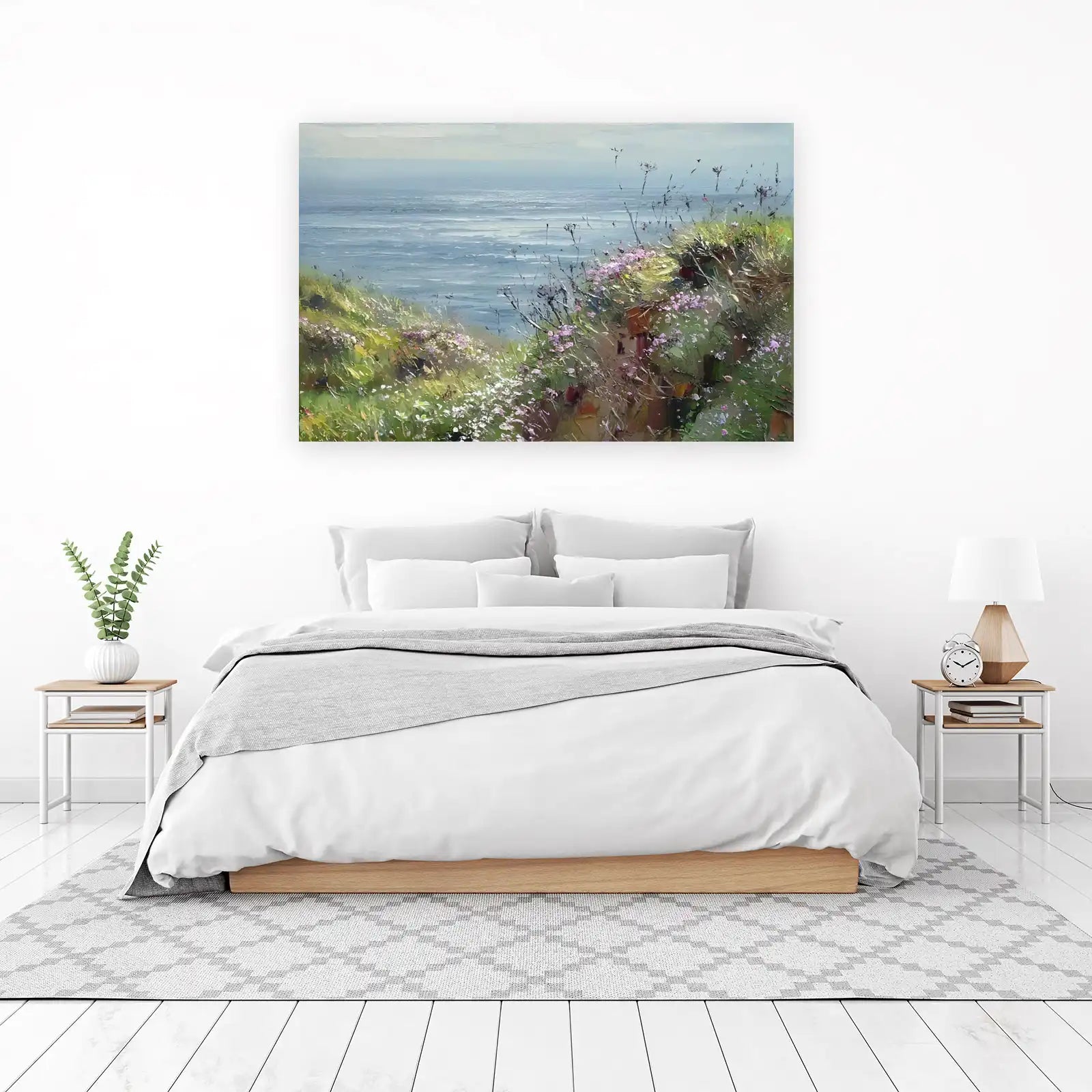 Coastal Wildflowers Ocean View Wall Art