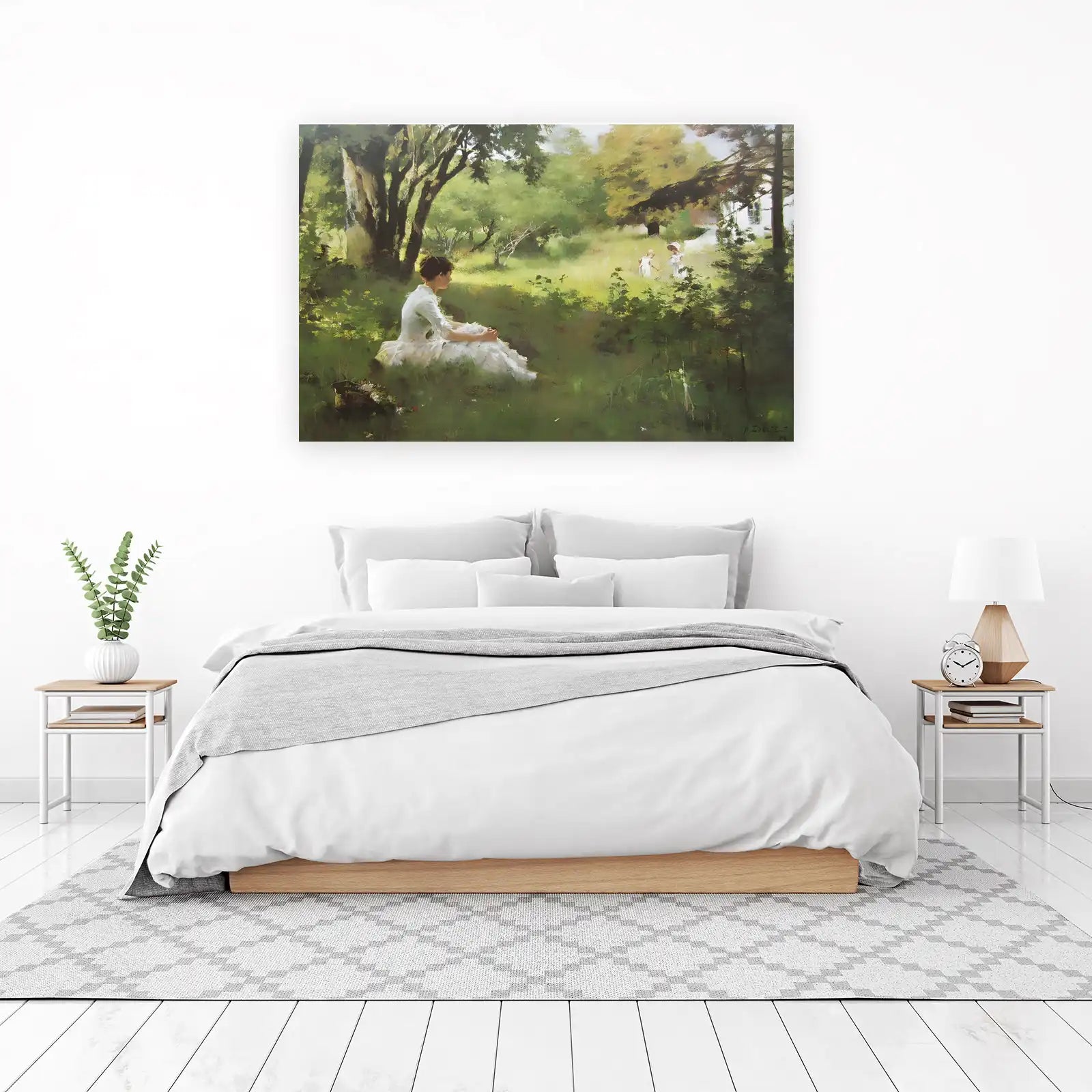 Serene Garden Scene Vintage Wall Art
