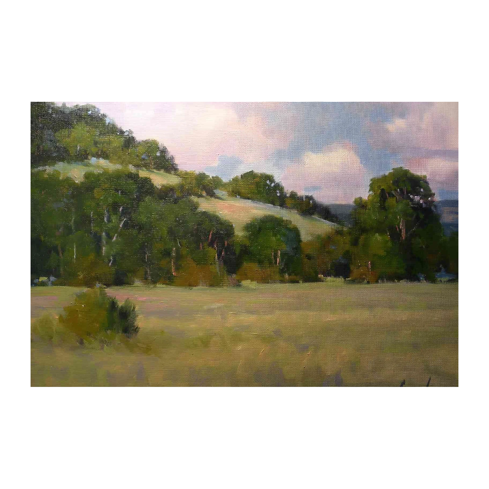 Serene Hillside Landscape Oil Painting Wall Art
