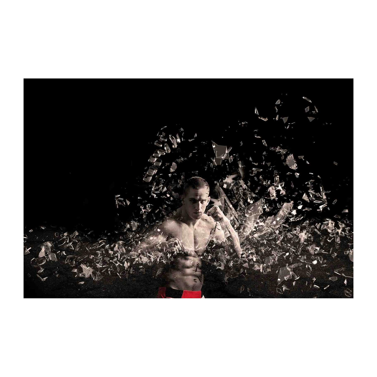 Mma Fighter Shattering Glass Wall Art